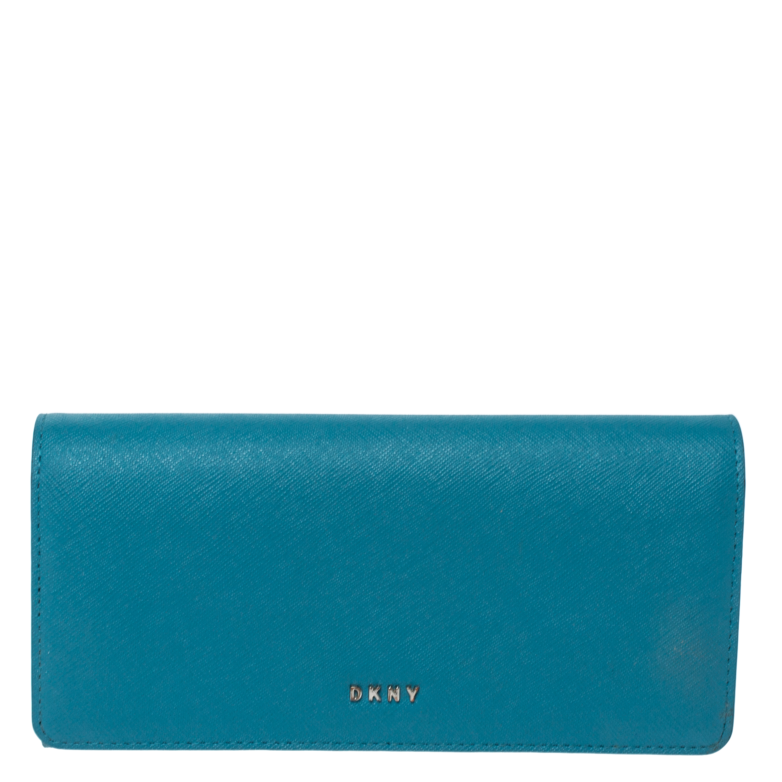 Image of Dkny Sky Blue Leather Flap Continental Wallet