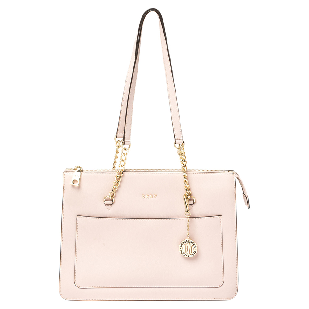 Image of DKNY Light Pink Leather Large Bryant Top Zip Tote