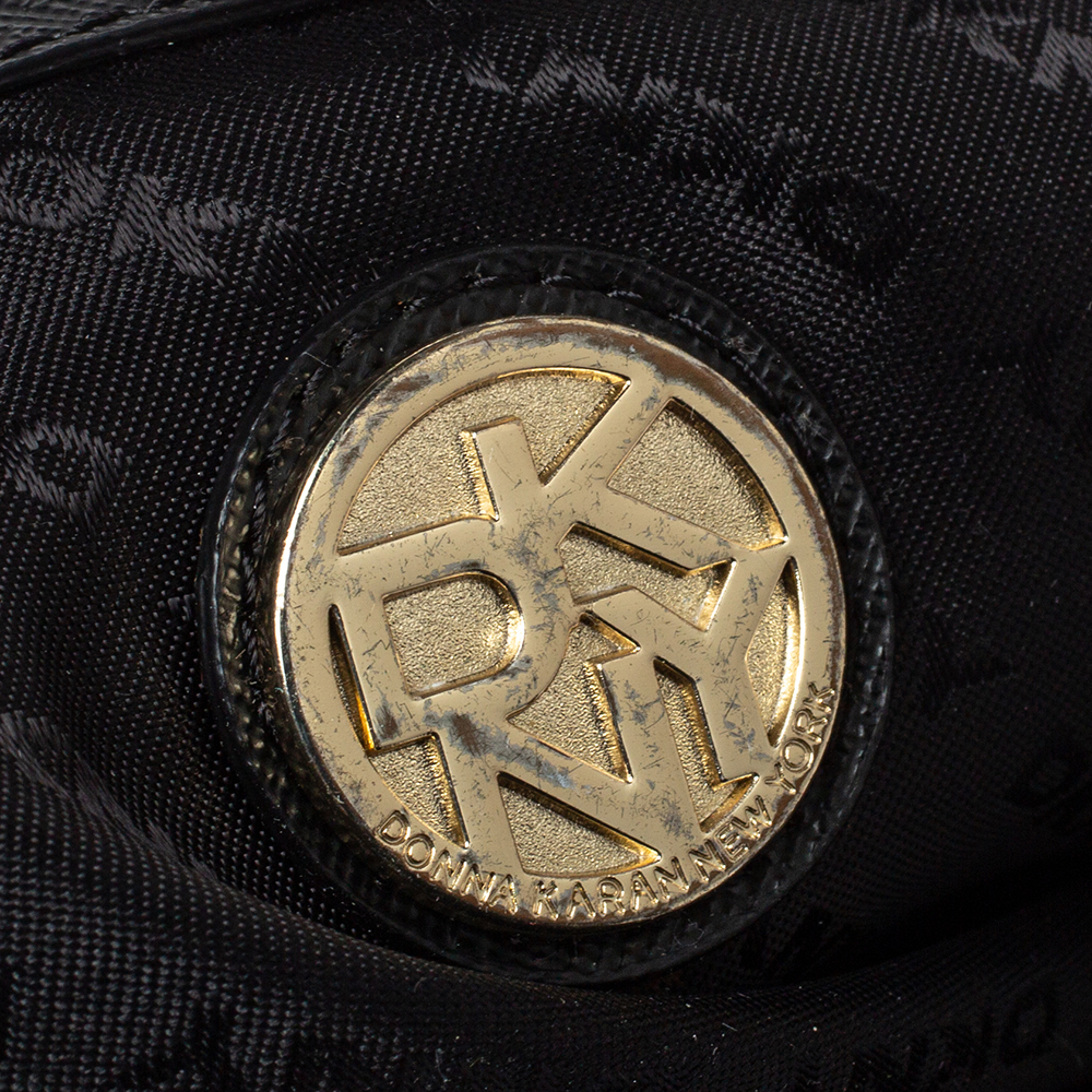 Dkny Black Leather Double Zip Shoulder Bag