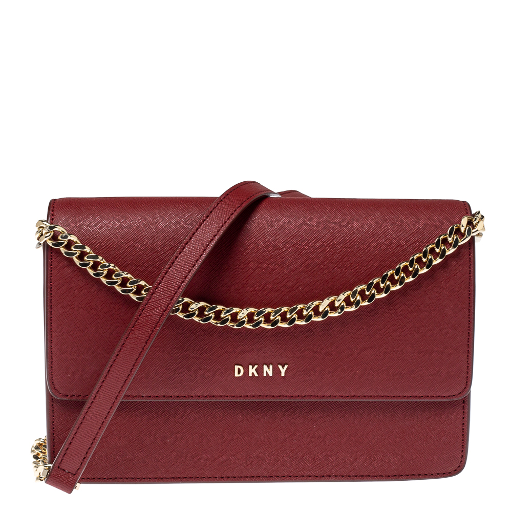 Image of Dkny Red Leather Bryant Park Shoulder Bag