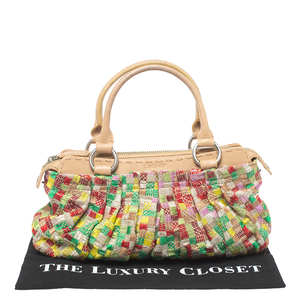 Dkny Multicolor Canvas Embroidered Tote