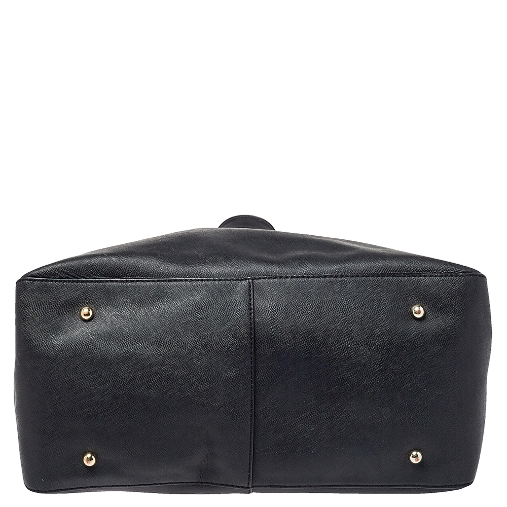 DKNY Black Saffiano Leather Double Zip Tote