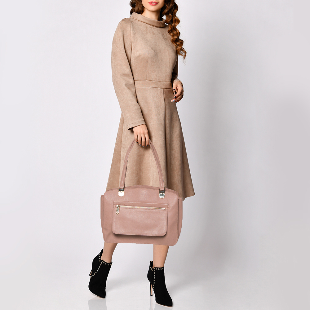 DKNY Pink Grained Leather Tote