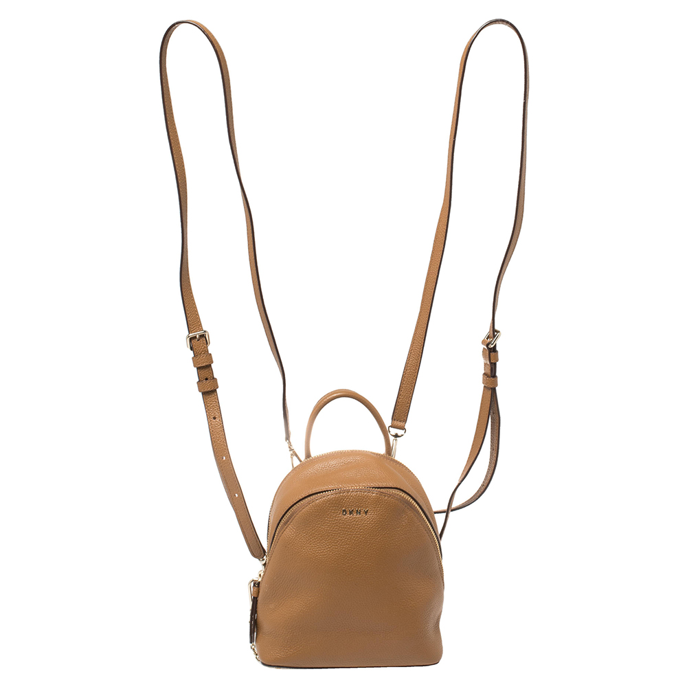 DKNY Brown Leather Mini Greenwich Backpack