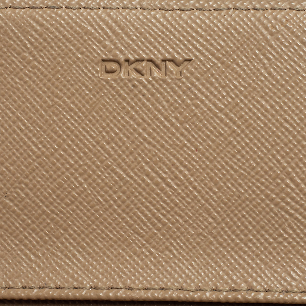 DKNY Blue/Beige Saffiano Leather Flap Continental Wallet