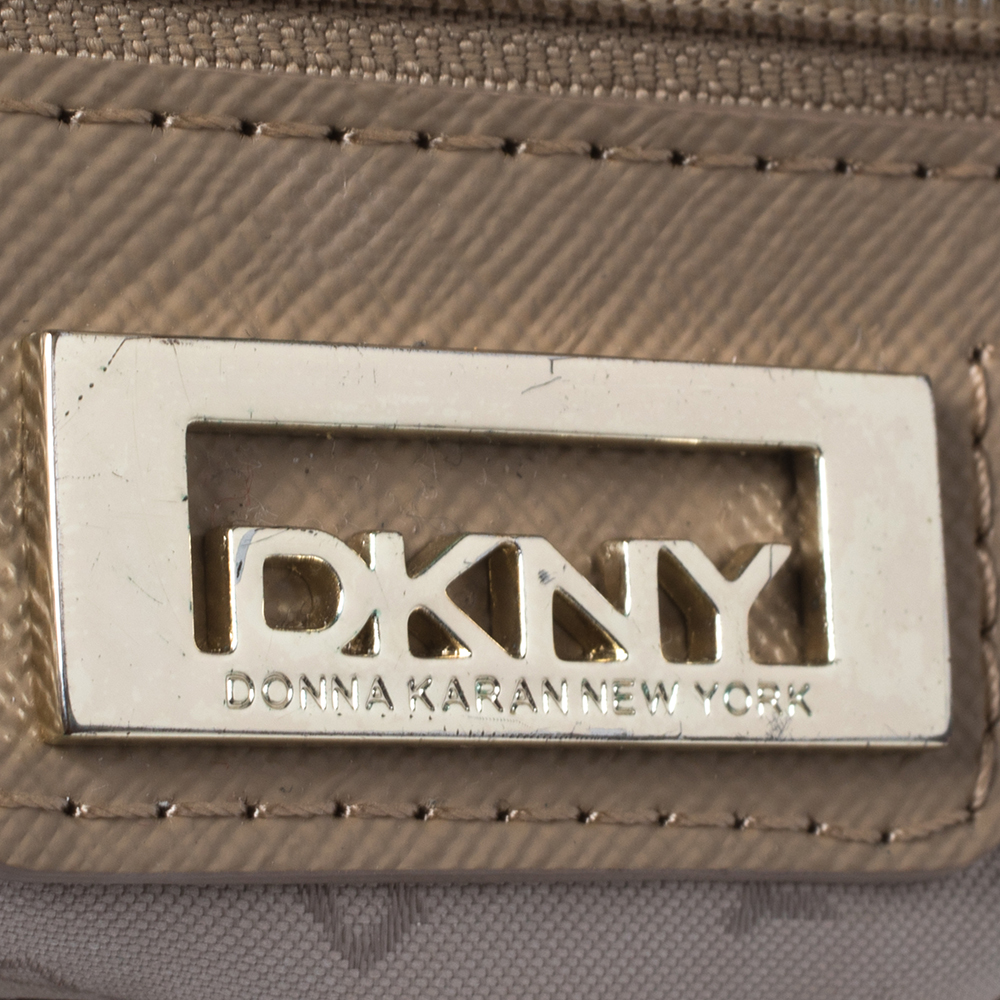 DKNY Beige Leather Bryant Park Zip Tote