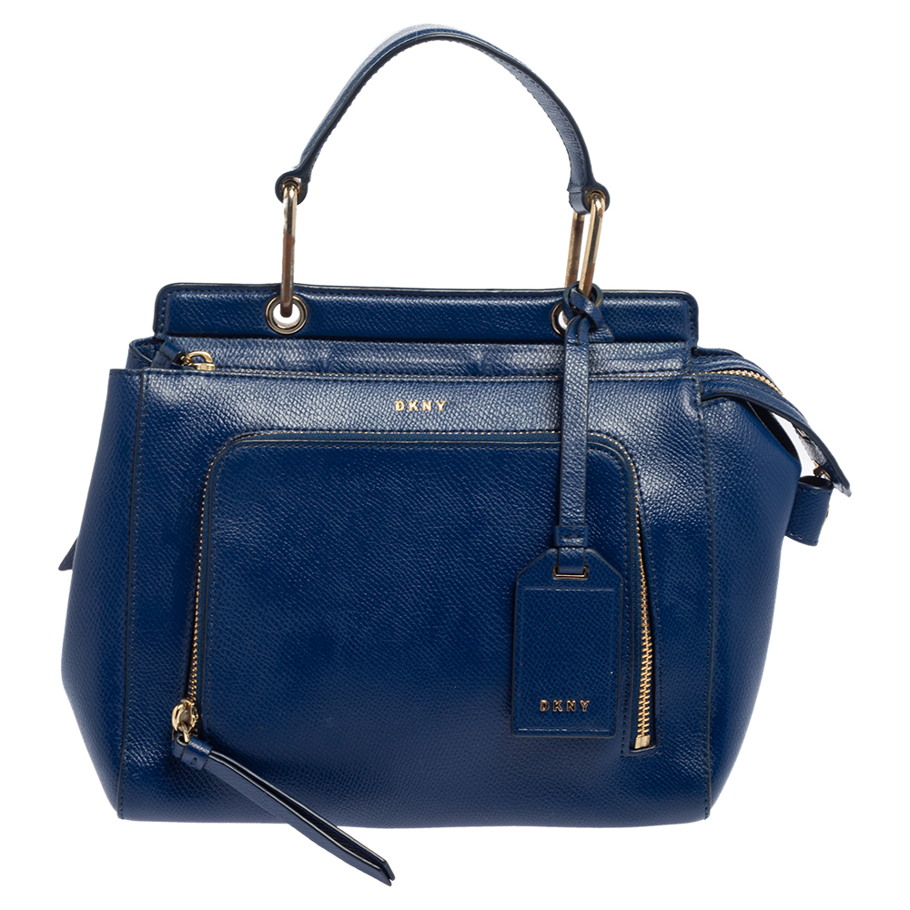 Dkny Blue Leather Greenwhich Top Handle Bag