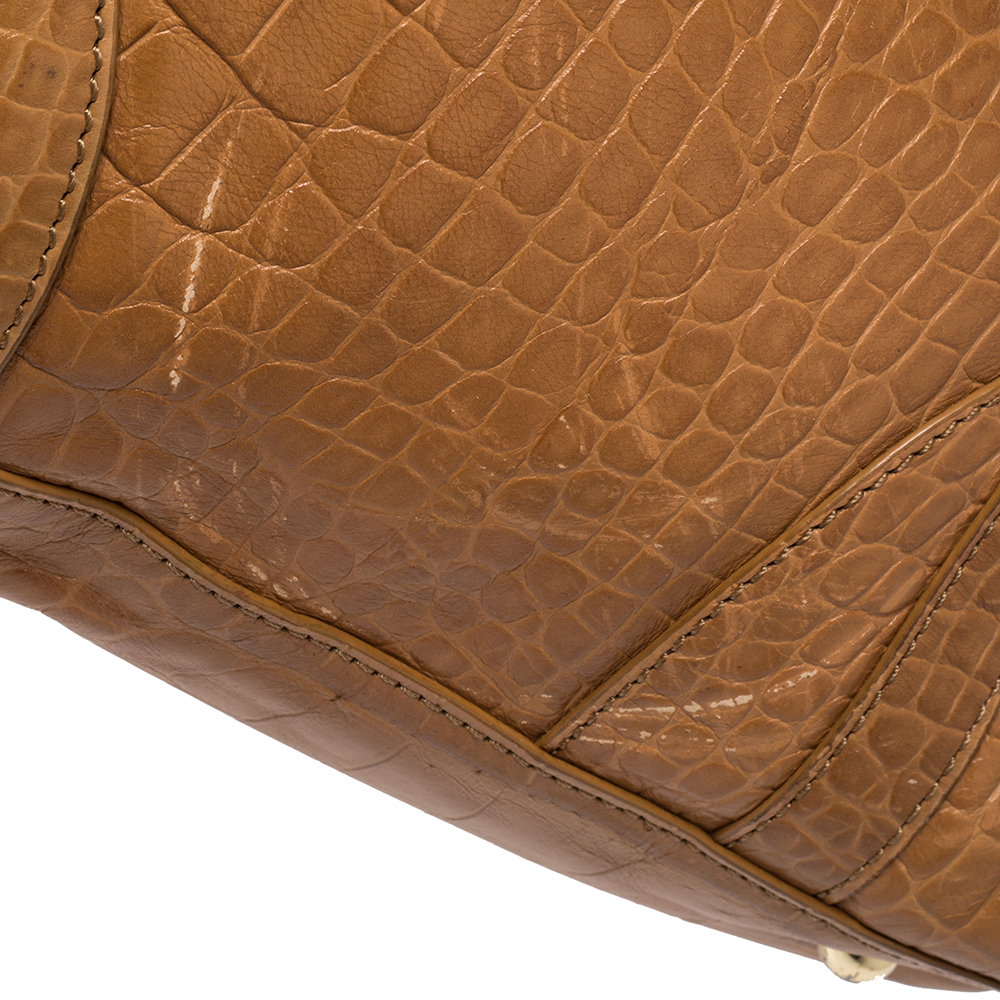 DKNY Brown Croc Embossed Leather Tote