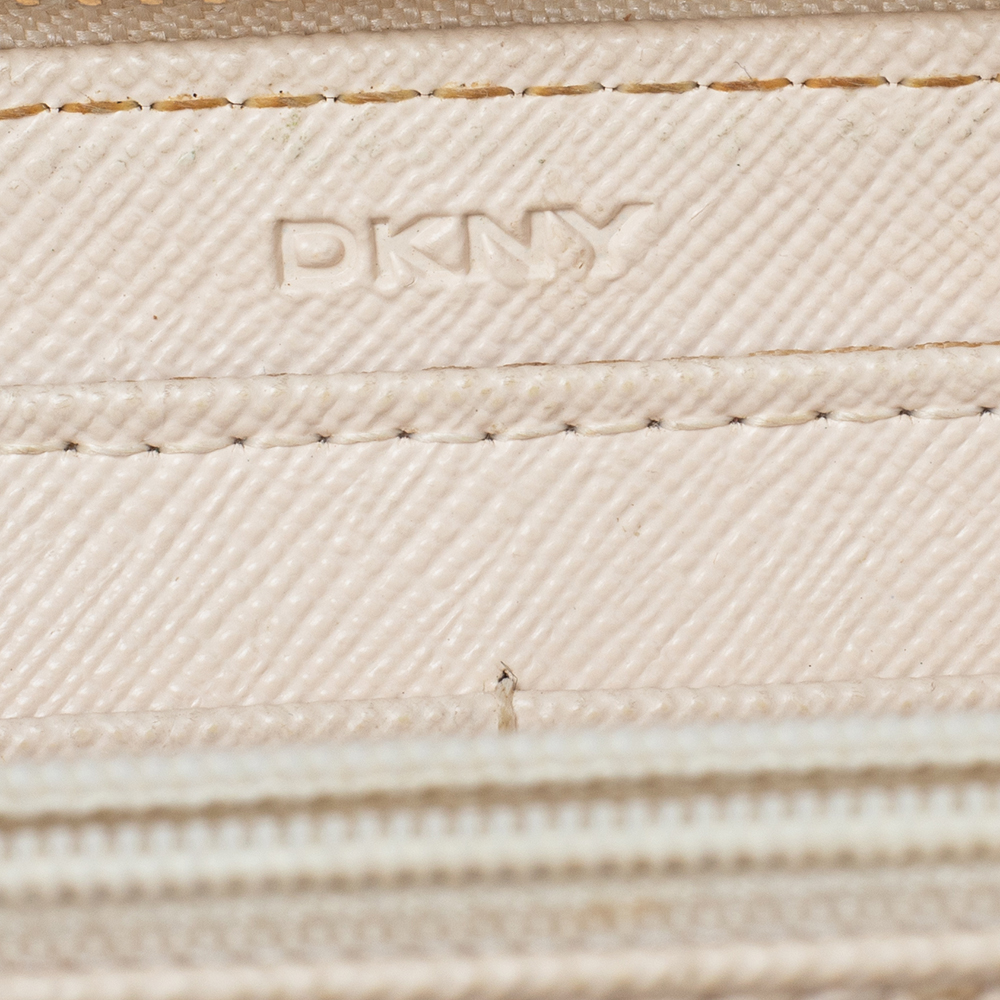 Dkny Cream Leather Zip Around Wallet