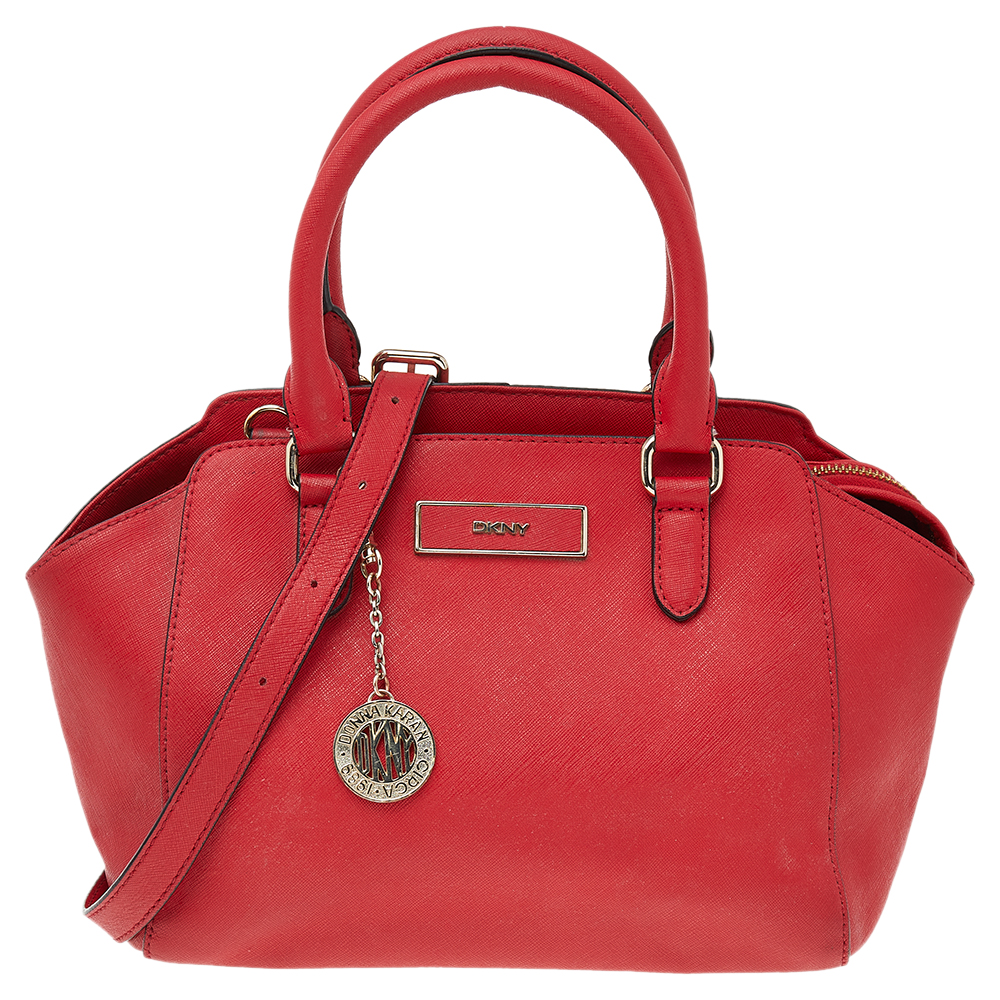 DKNY Red Saffiano Leather Bryant Park Bag