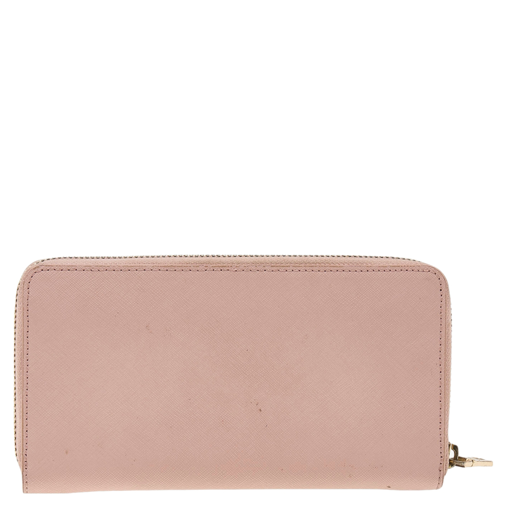 DKNY Pink Leather Zip Around Wallet