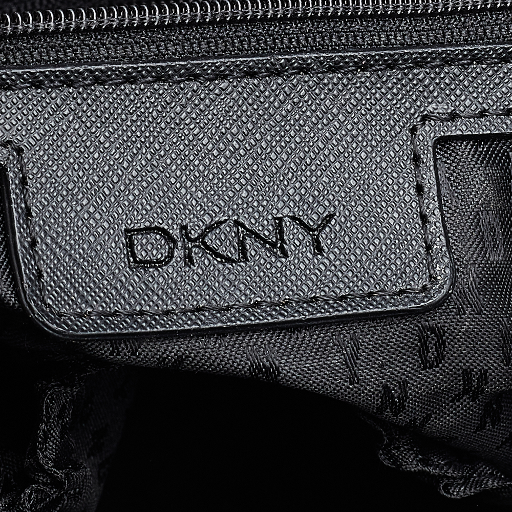 DKNY Black Leather Top Zip Tote