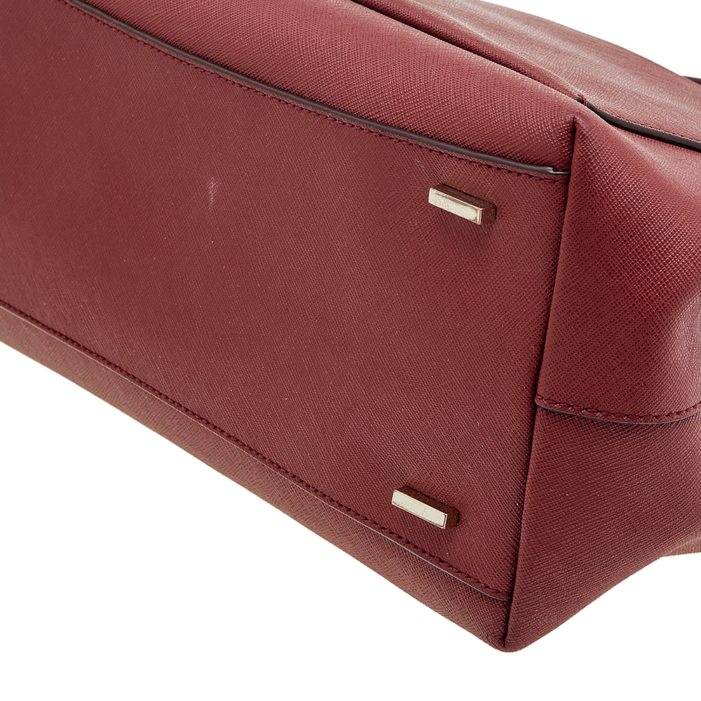 DKNY Dark Red Leather Front Pocket Tote