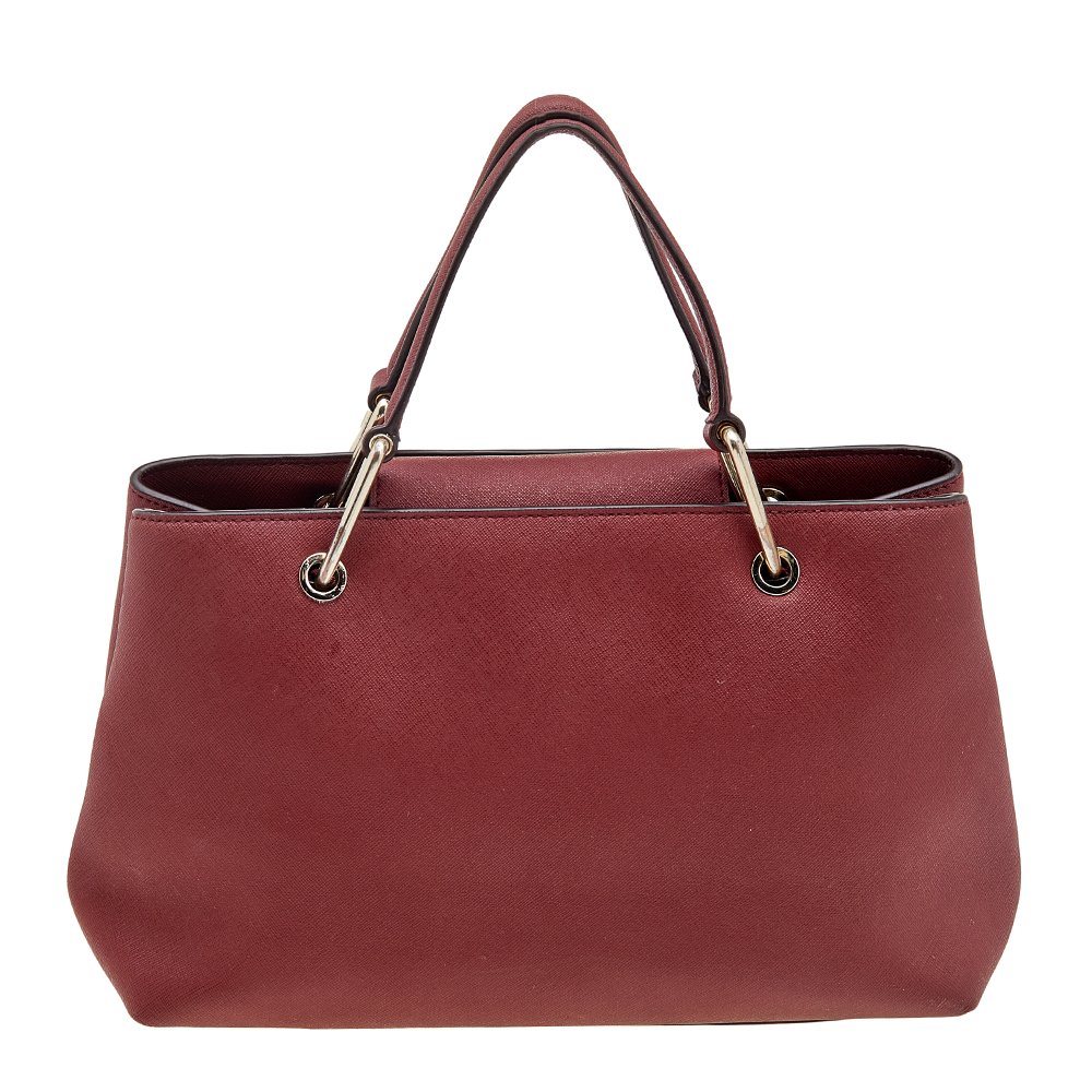 DKNY Dark Red Leather Front Pocket Tote