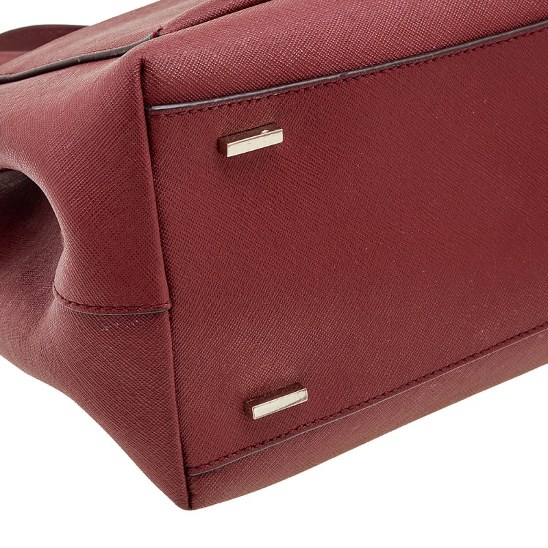 DKNY Dark Red Leather Front Pocket Tote