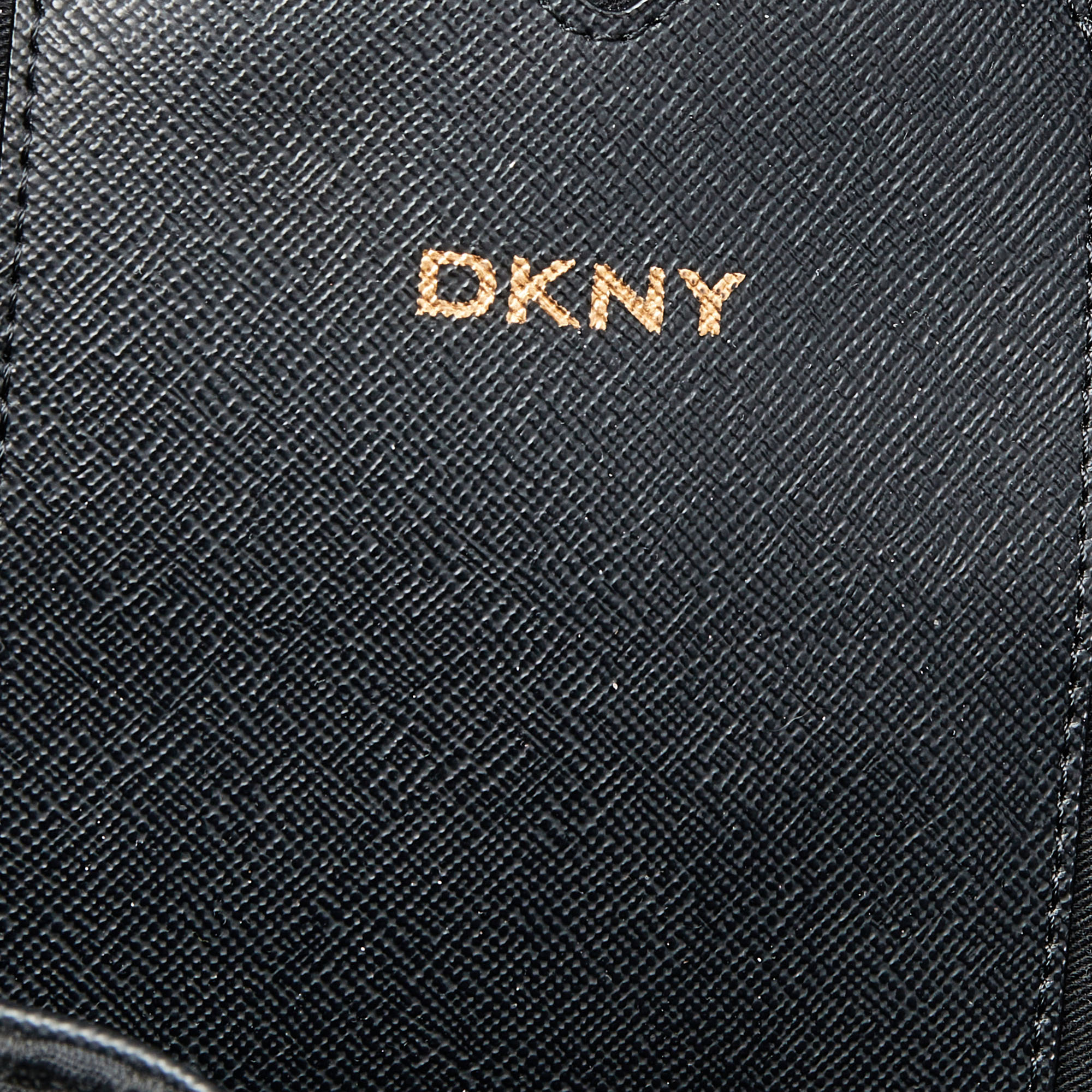 DKNY Black Monogram Canvas And Patent Leather Tote