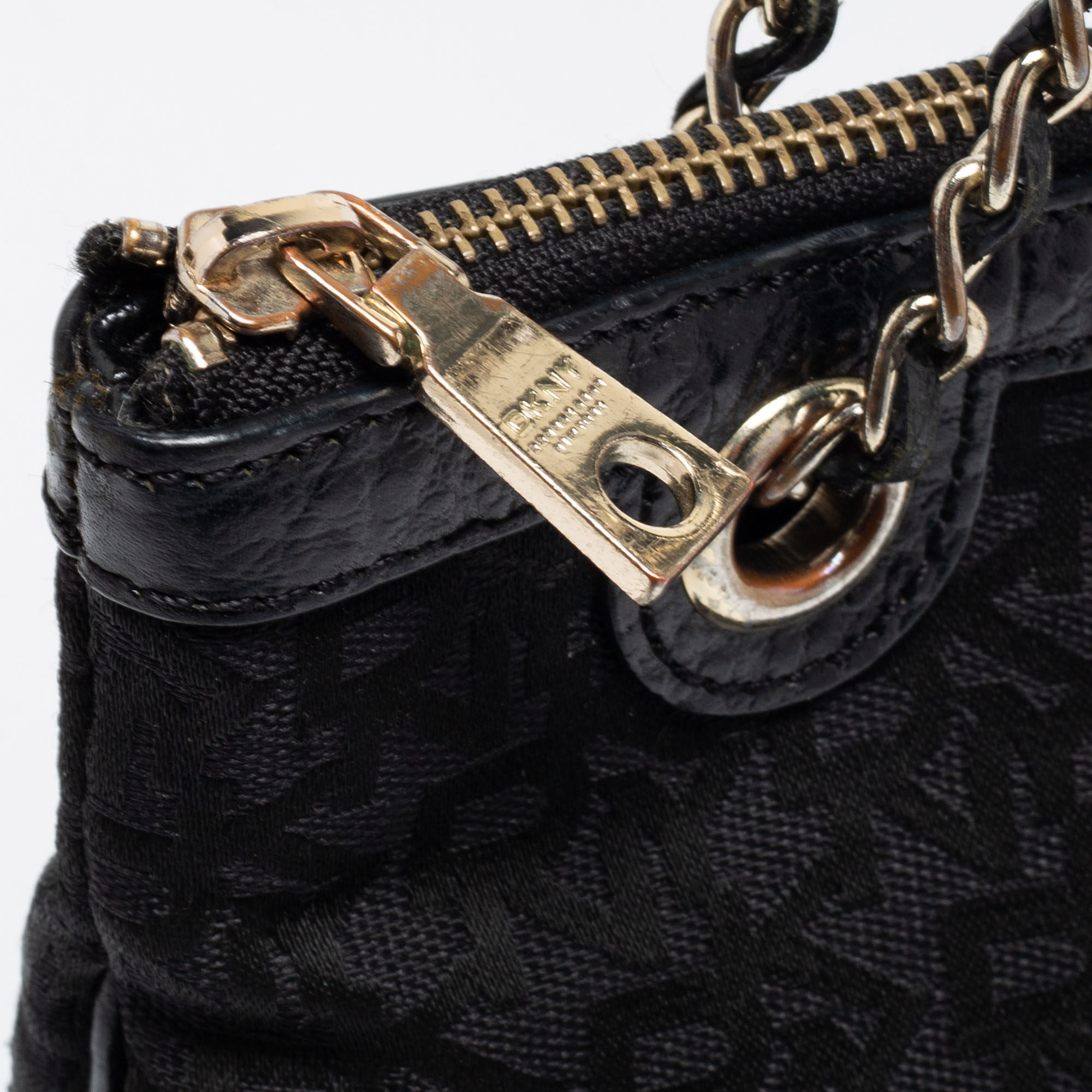 DKNY Black Signature Canvas Chain Shoulder Bag