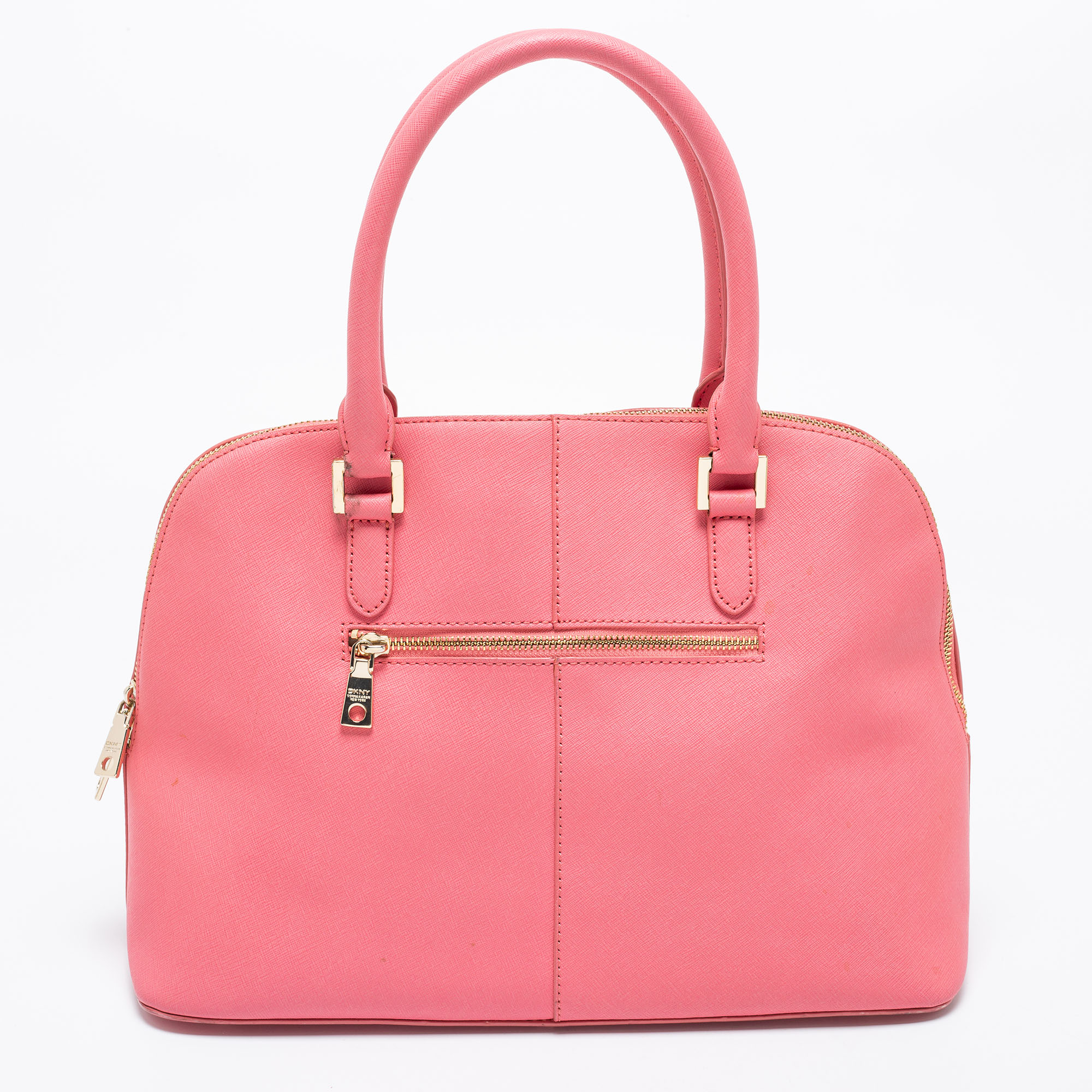 DKNY Pink Leather Dome Satchel