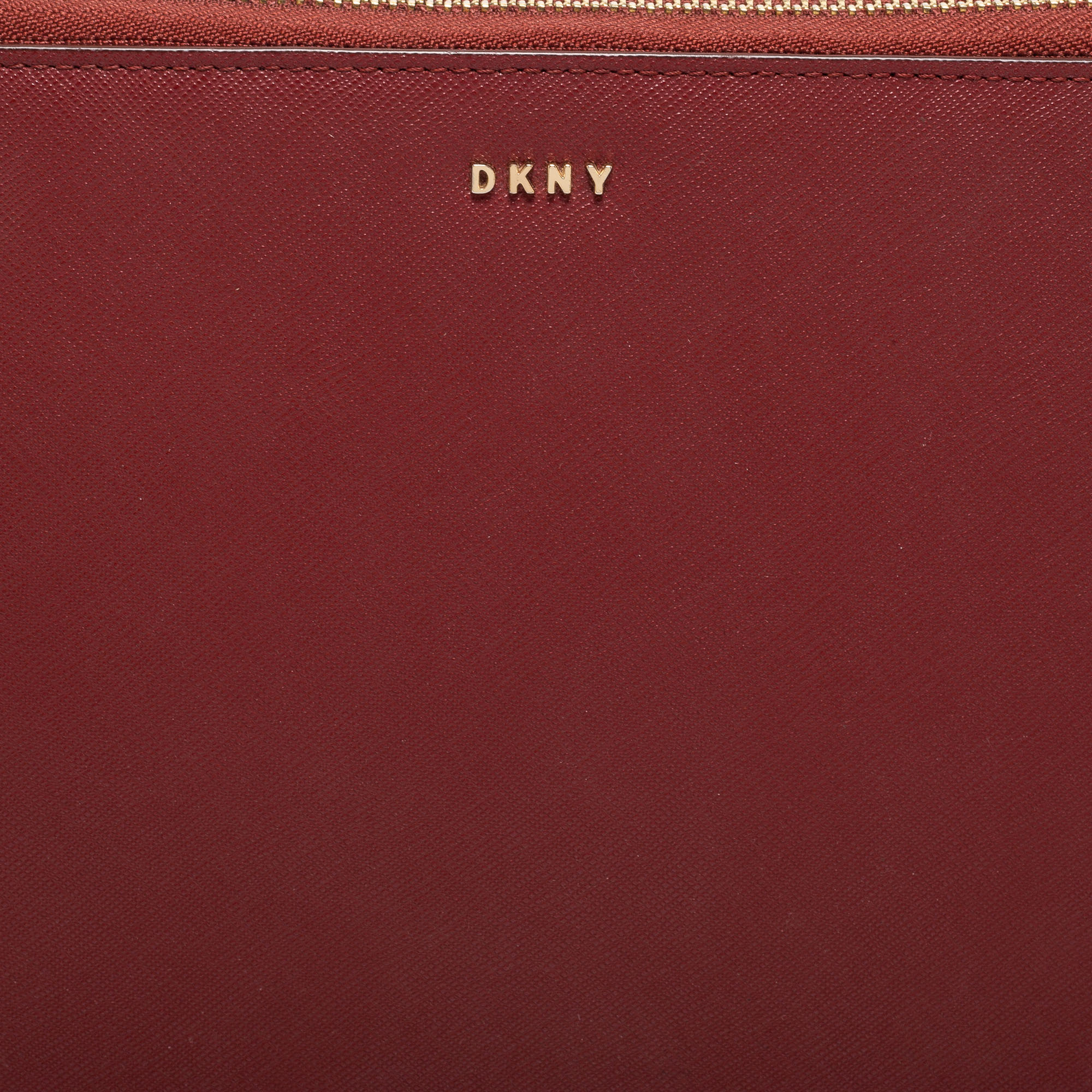 DKNY Red Leather Large Bryant Zip Around Clutch