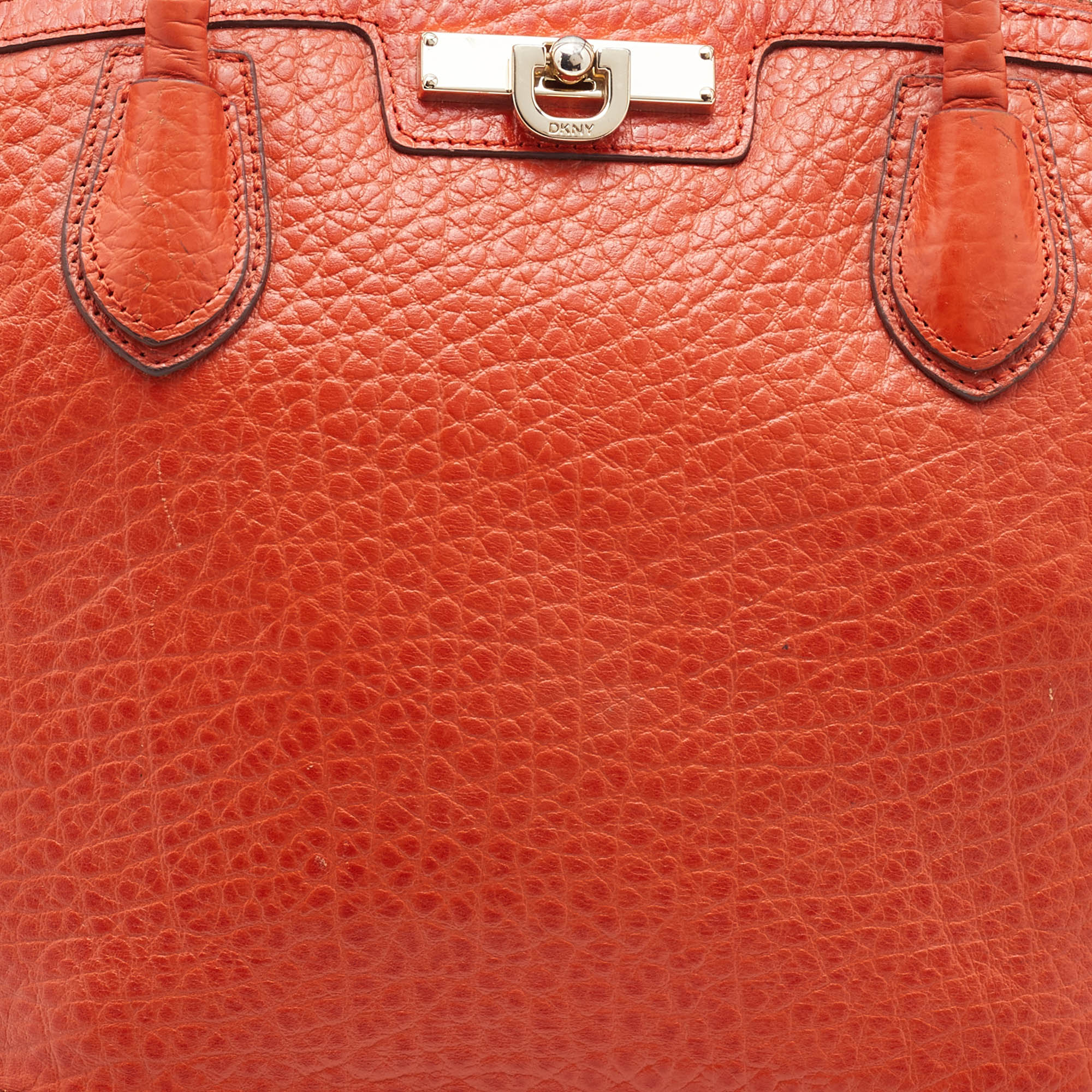 DKNY Orange Leather Top Zip Tote