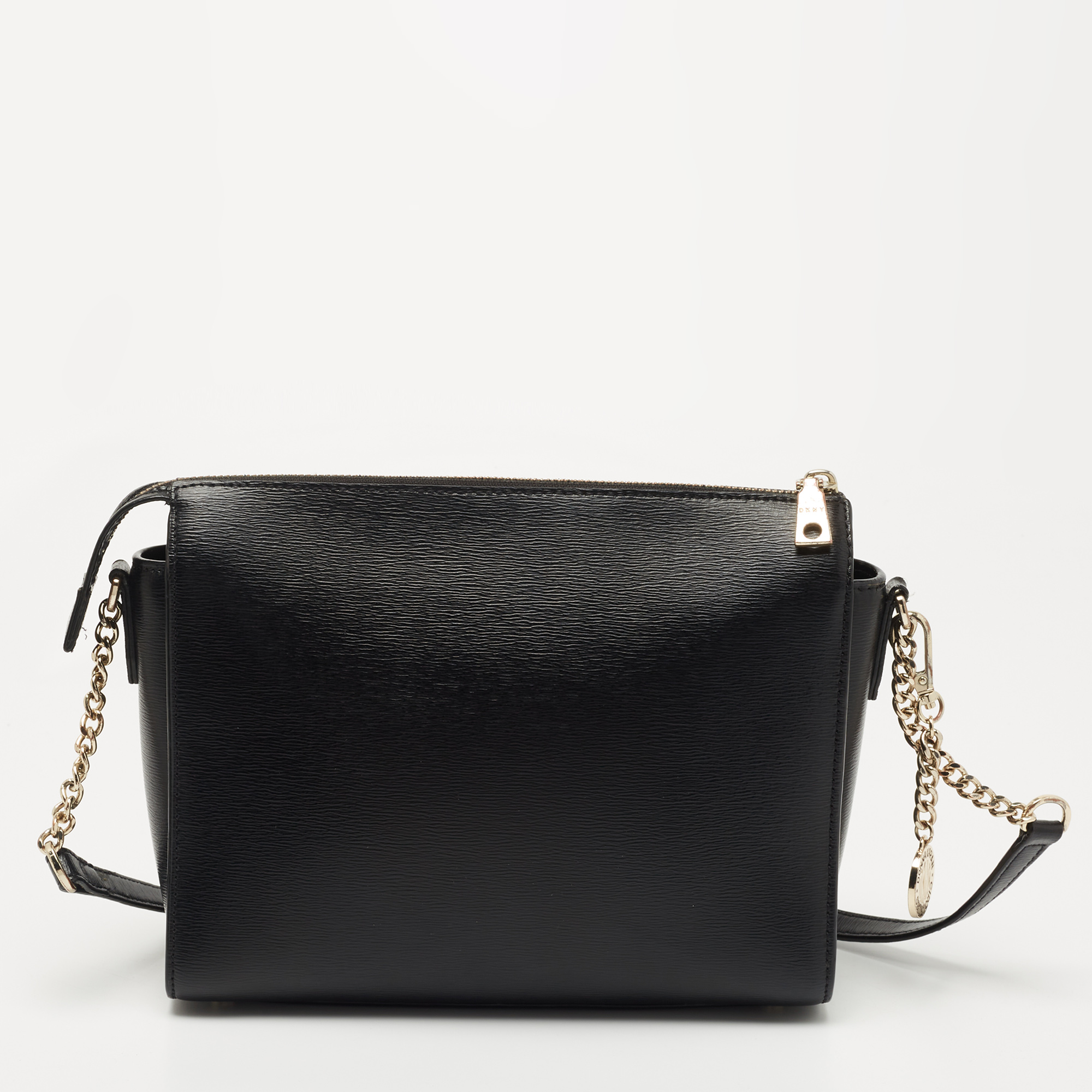 DKNY Black Leather Zip Crossbody Bag