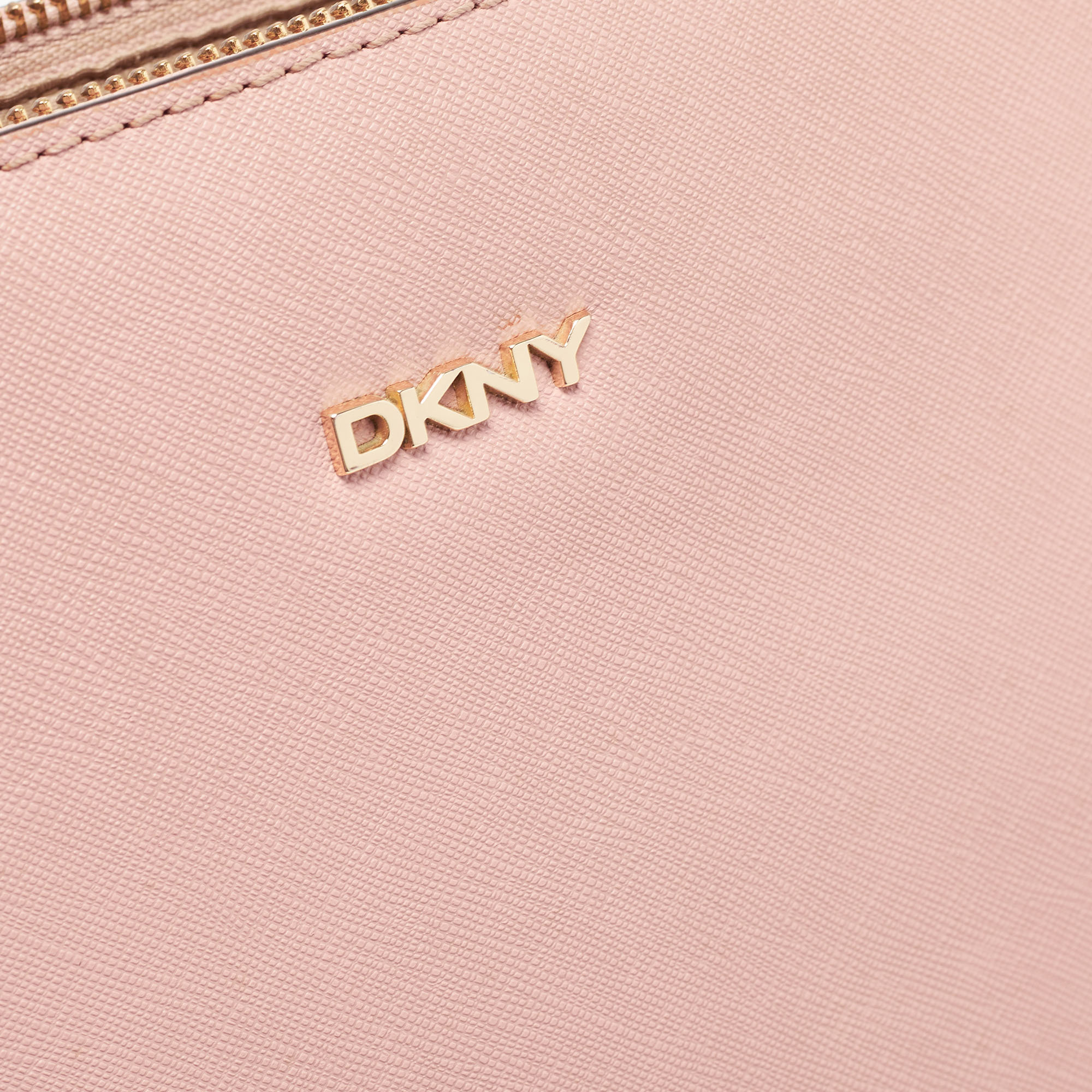 DKNY Light Pink Saffiano Leather Top Zip Tote