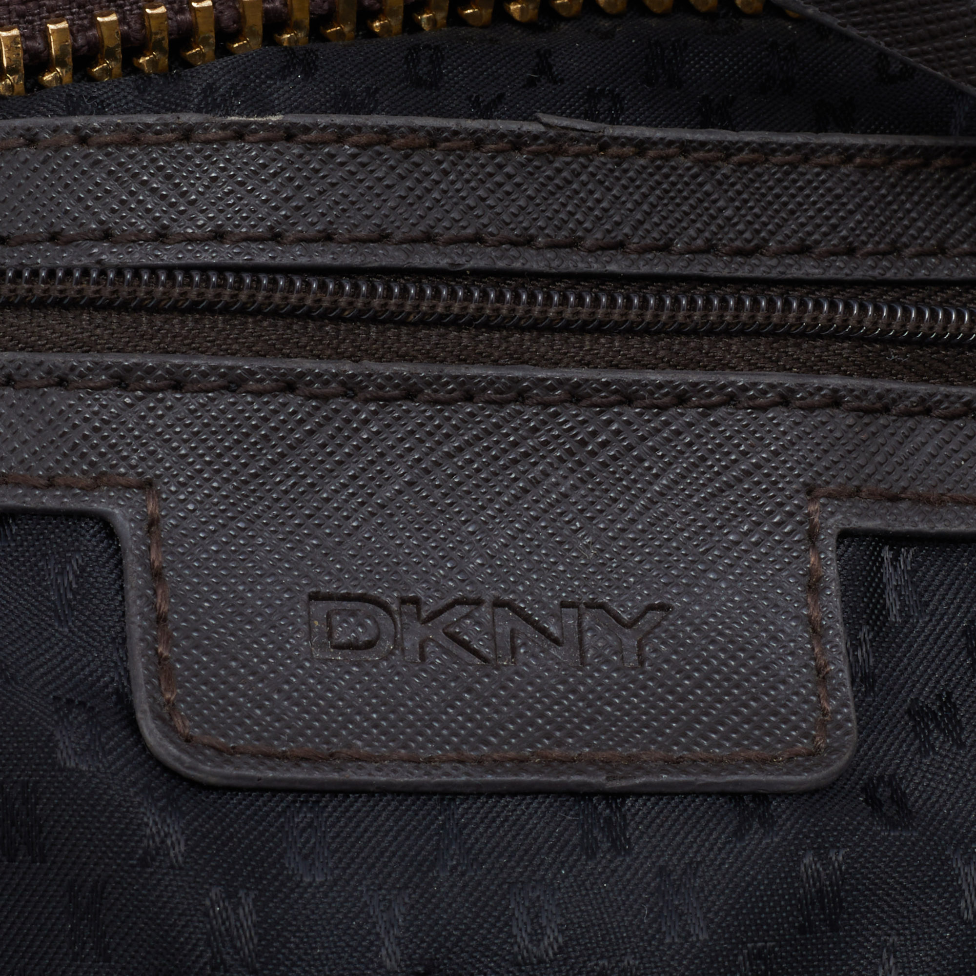 Dkny Brown Monogram Canvas And Leather Crossbody Bag