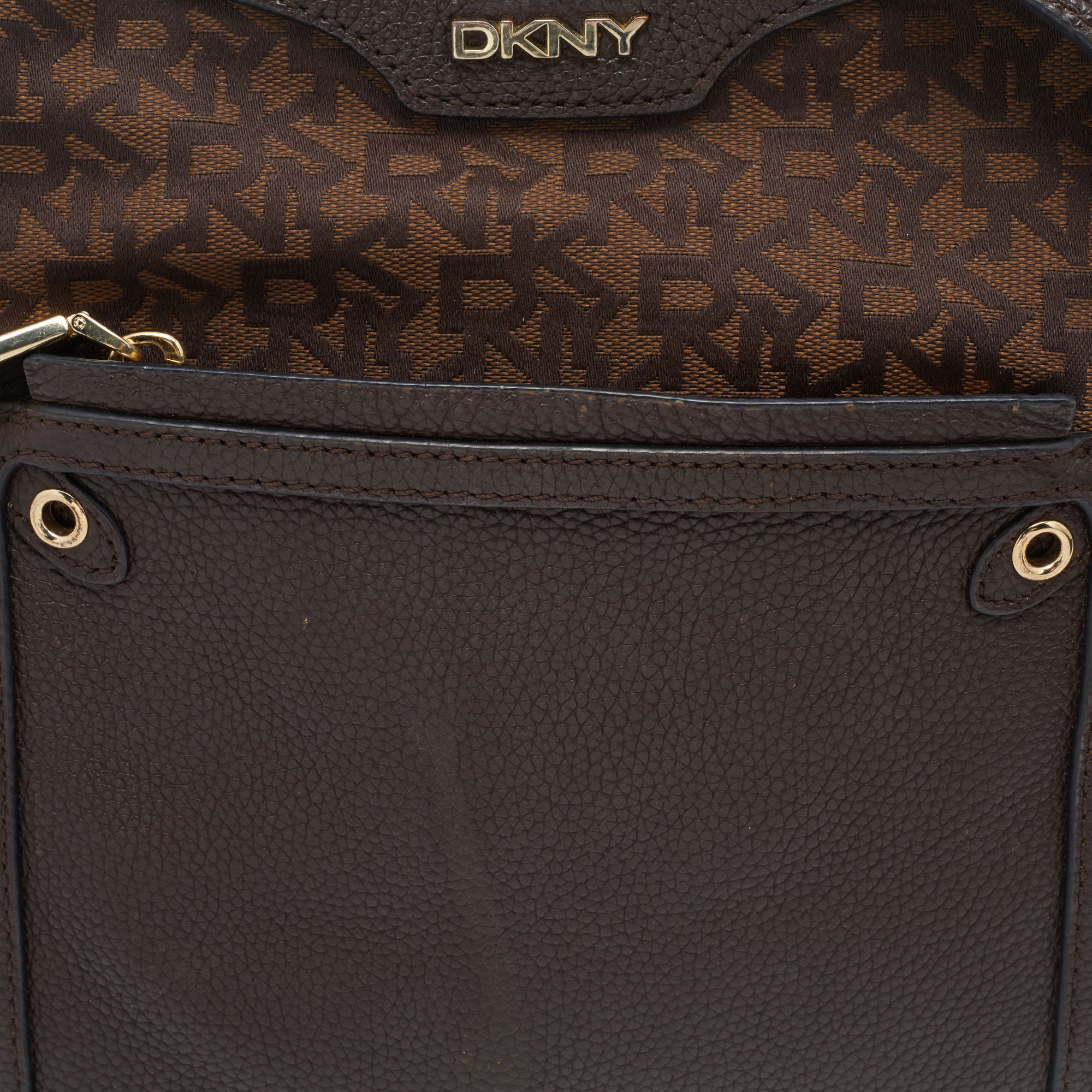 Dkny Brown Monogram Canvas And Leather Crossbody Bag
