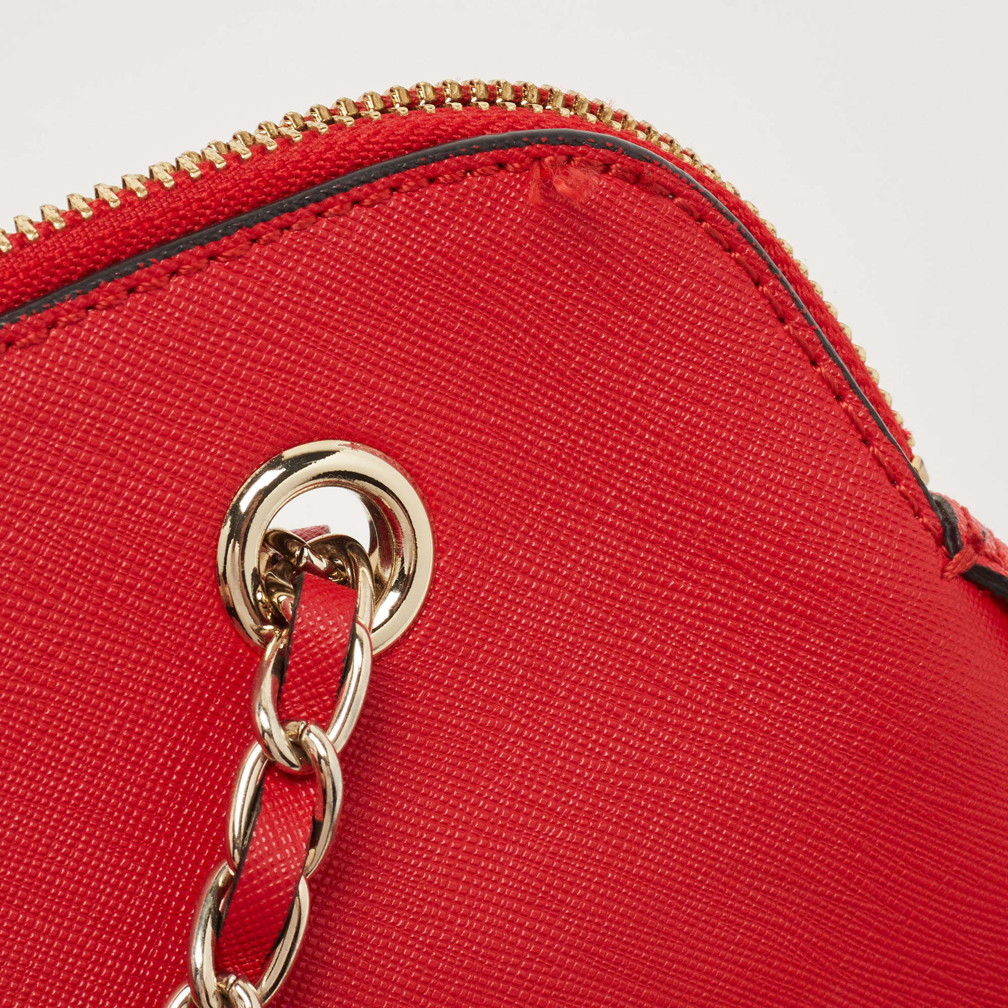 DKNY Red Saffiano Leather Bryant Park Shoulder Bag