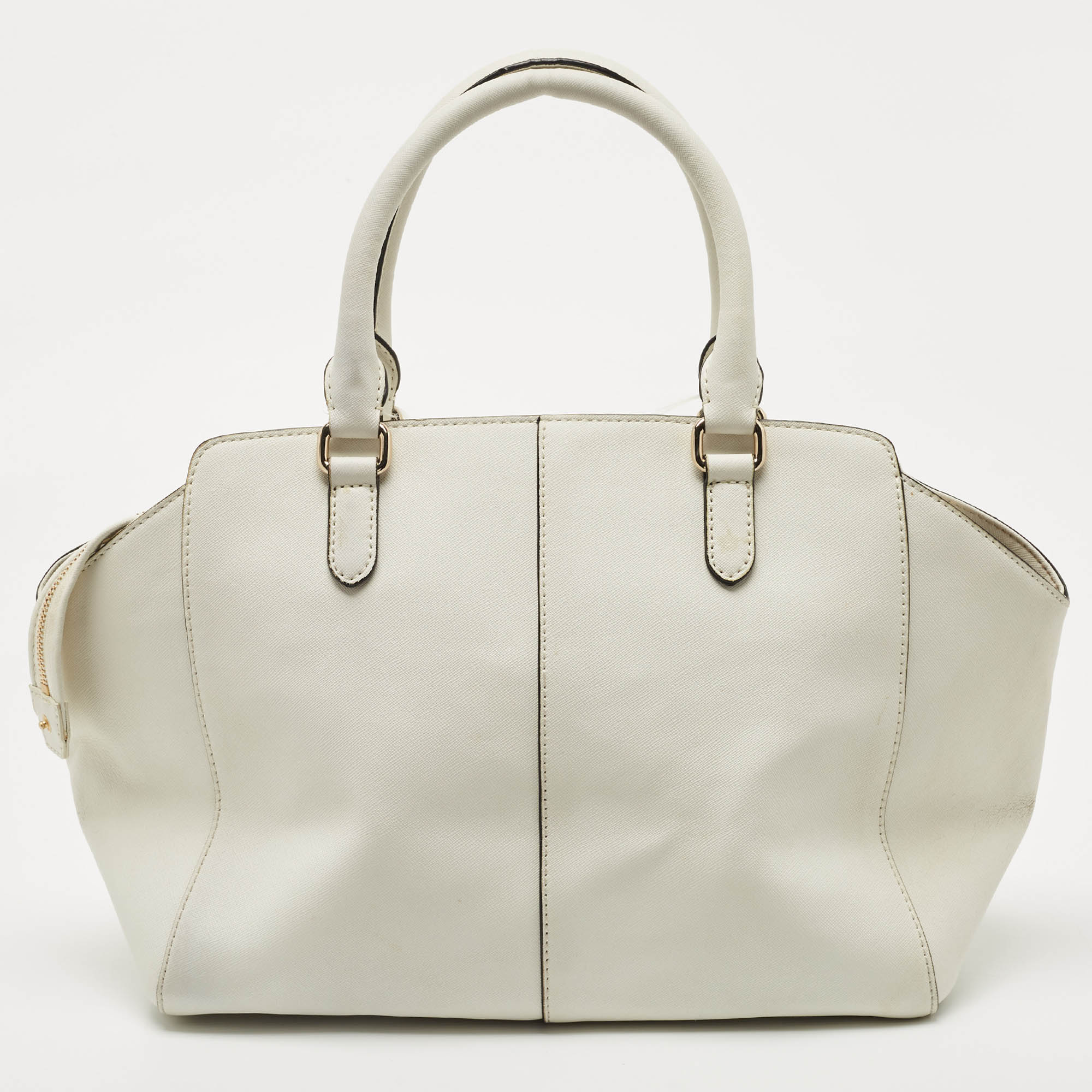 DKNY White Saffiano Leather Bryant Park Tote