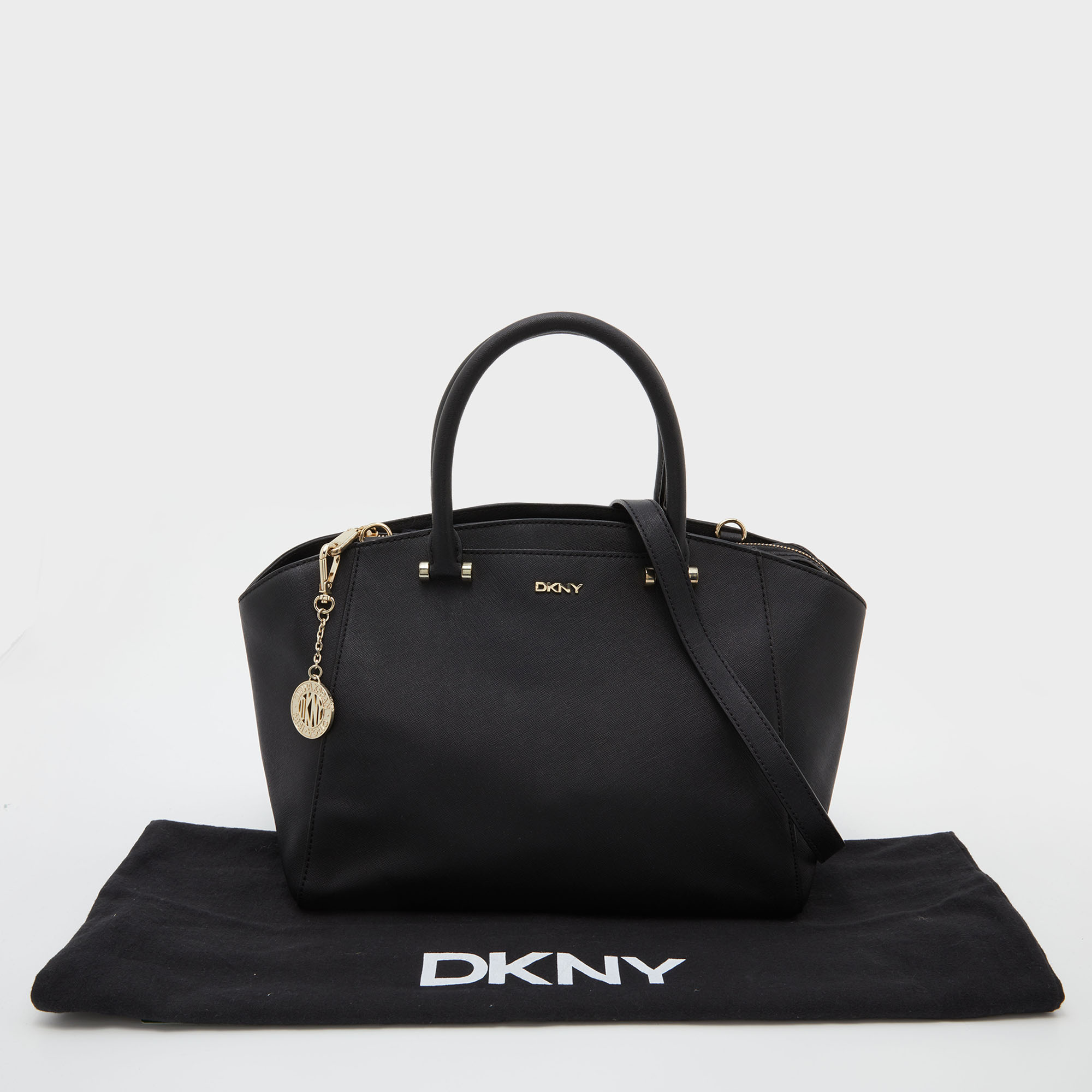 DKNY Black Leather Bryant Park Satchel