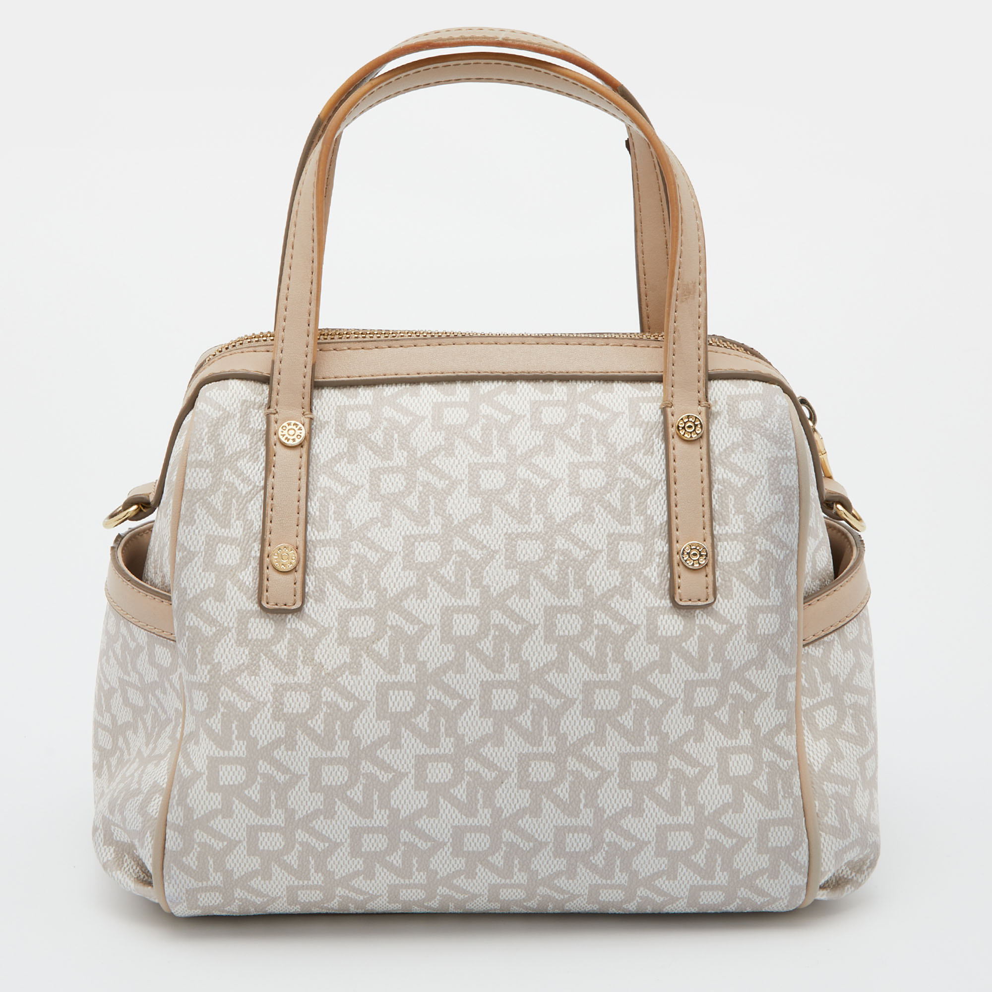 Dkny Beige/Ivory Signature Coated Canvas And Leather Satchel