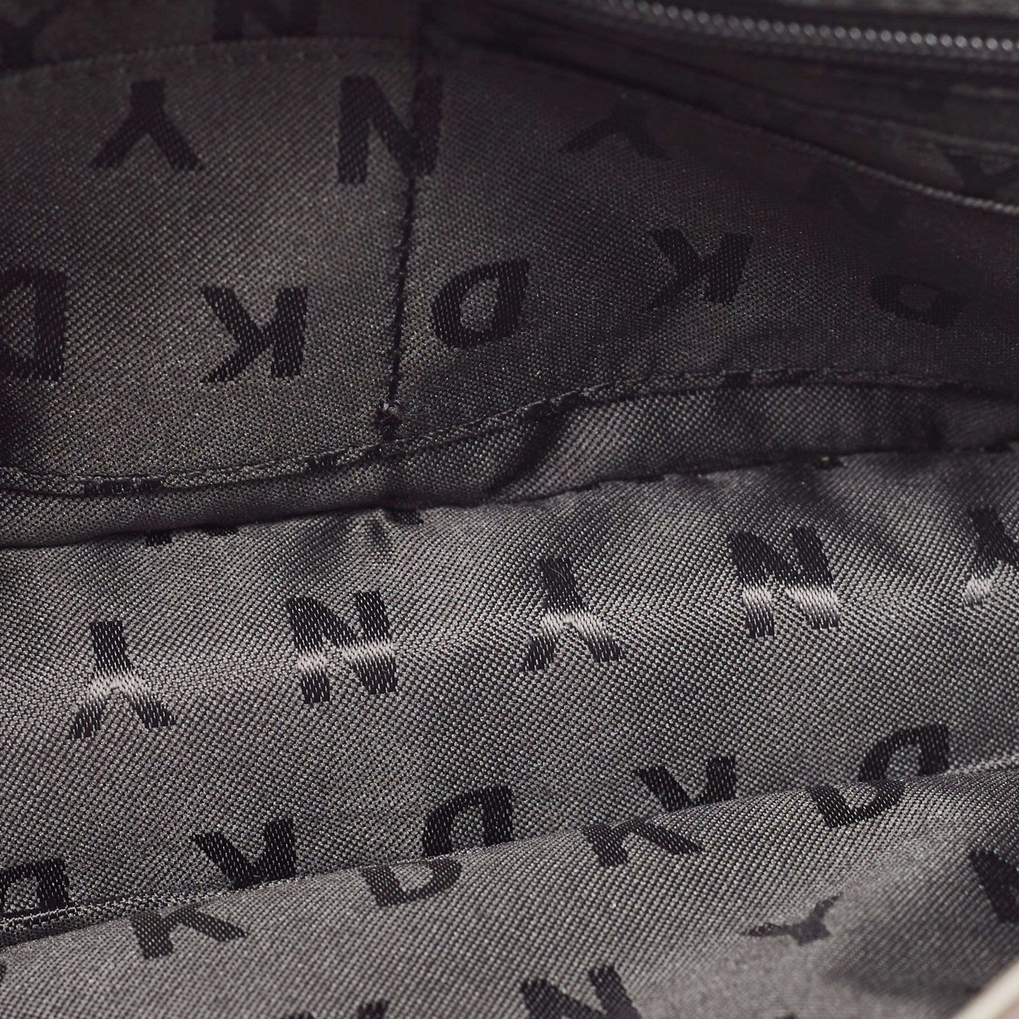 DKNY Grey Leather Pushlock Flap Shoulder Bag
