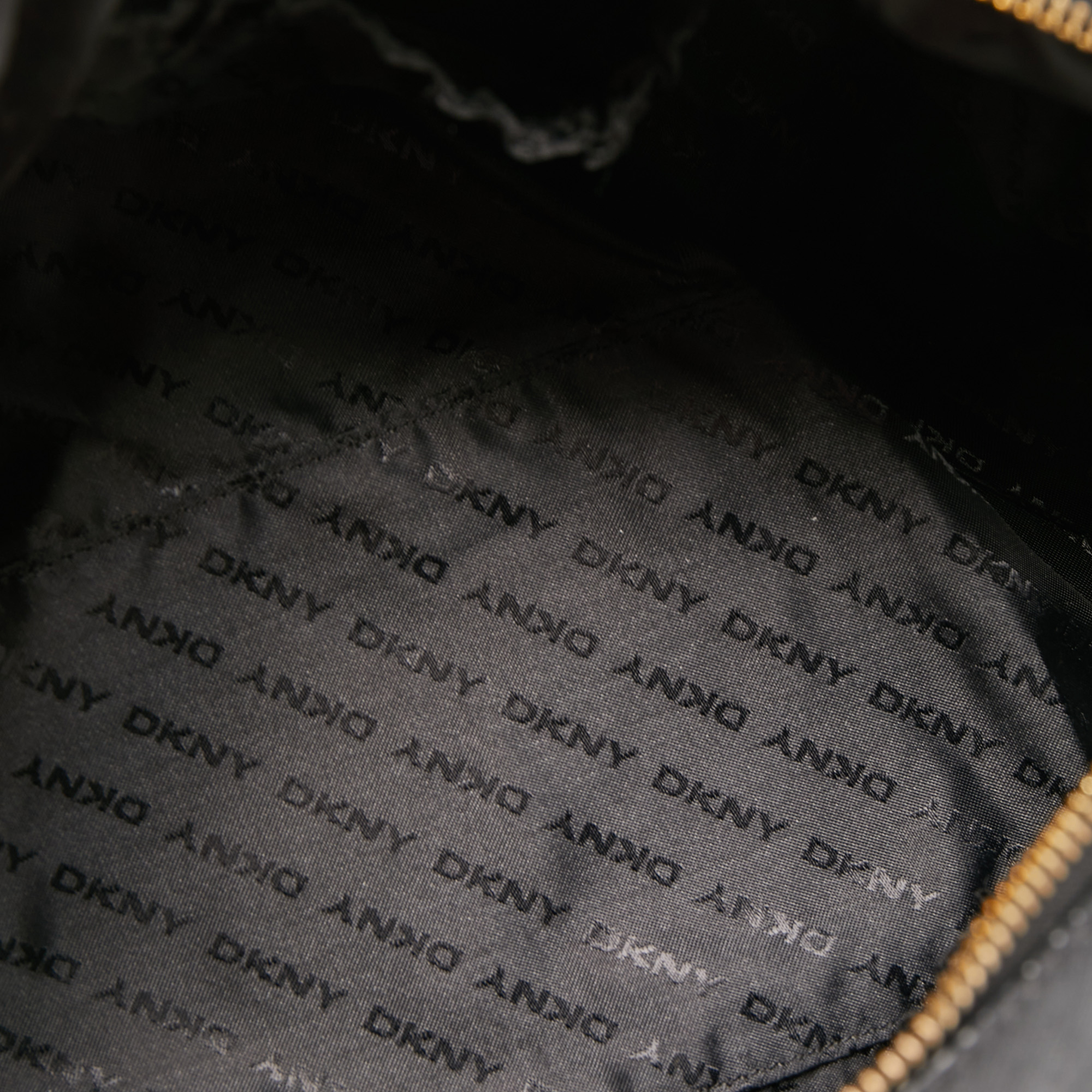 DKNY Black Saffiano Leather Zip Boston Bag