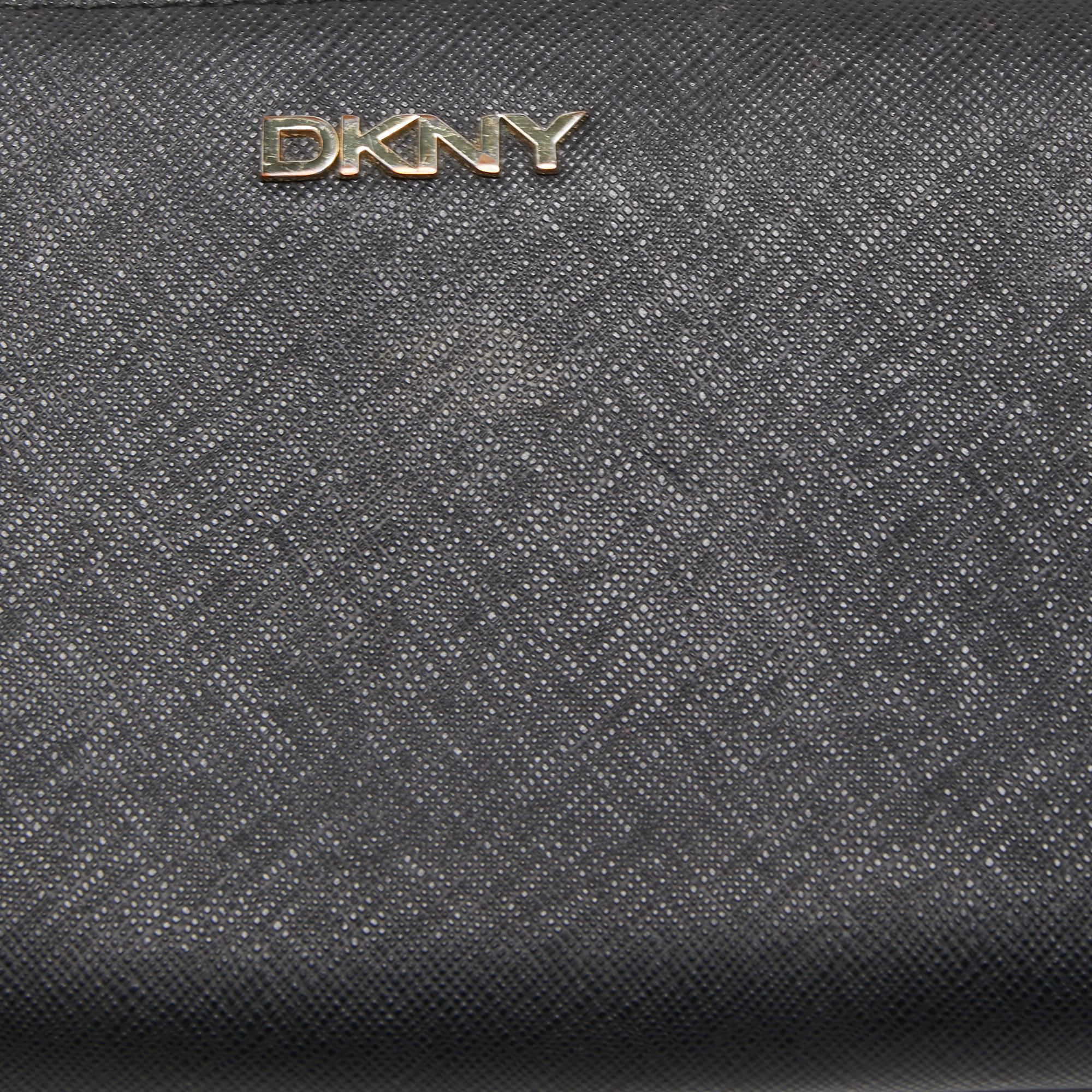 DKNY Black Leather Bryant Park Zip Around Wallet