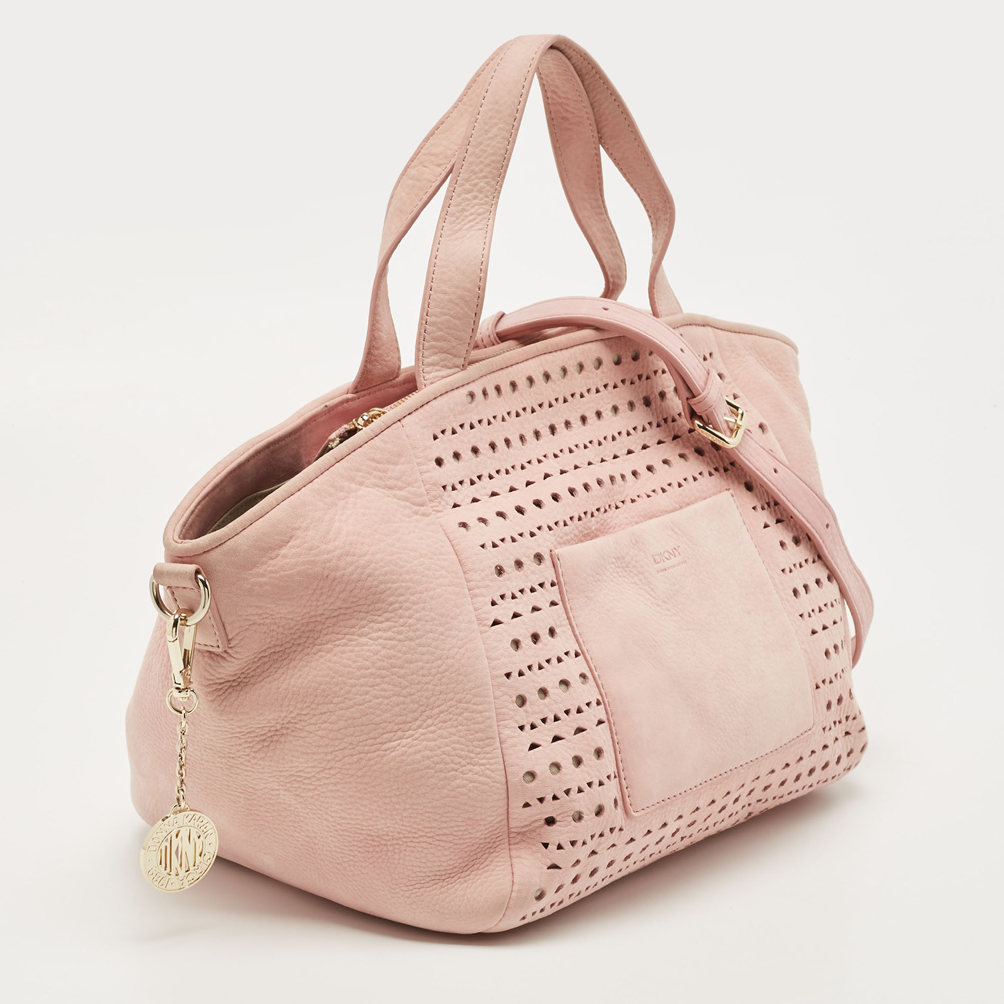 DKNY Pink Perforated Nubuck Tote