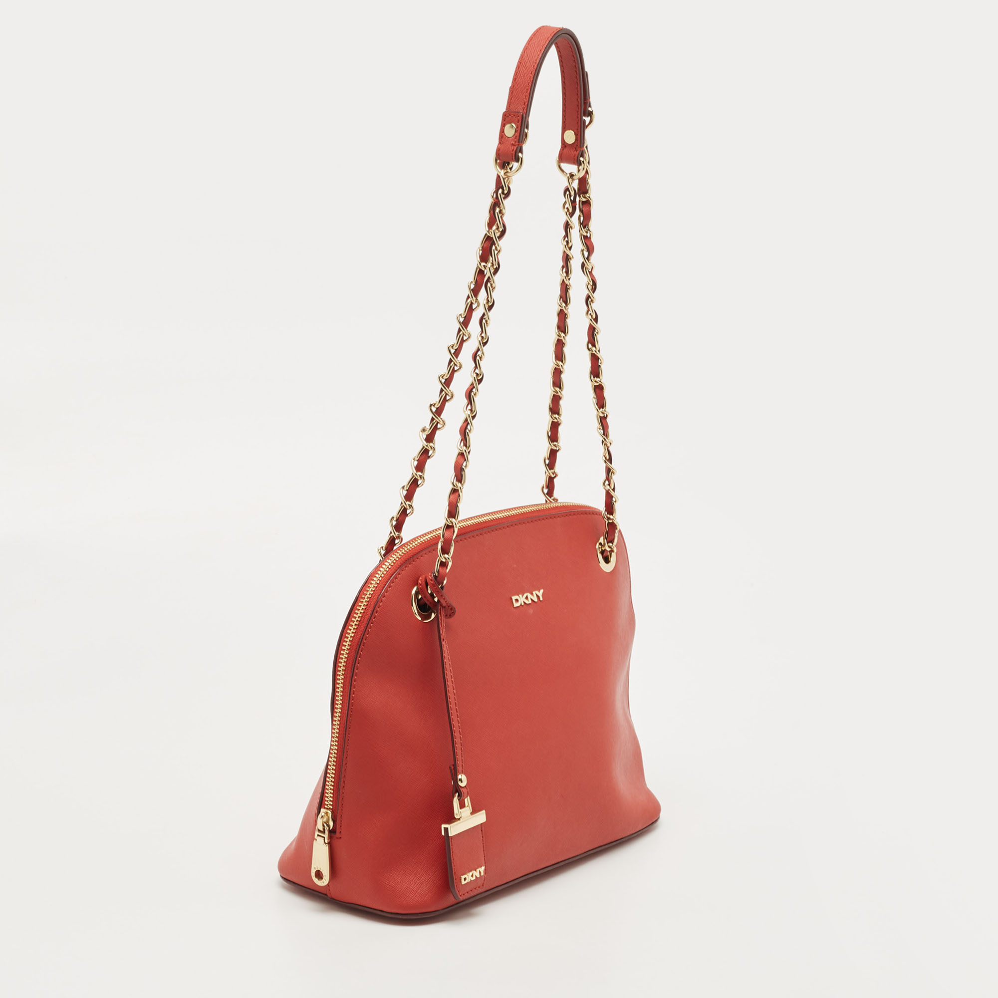 DKNY Red Leather Dome Shoulder Bag