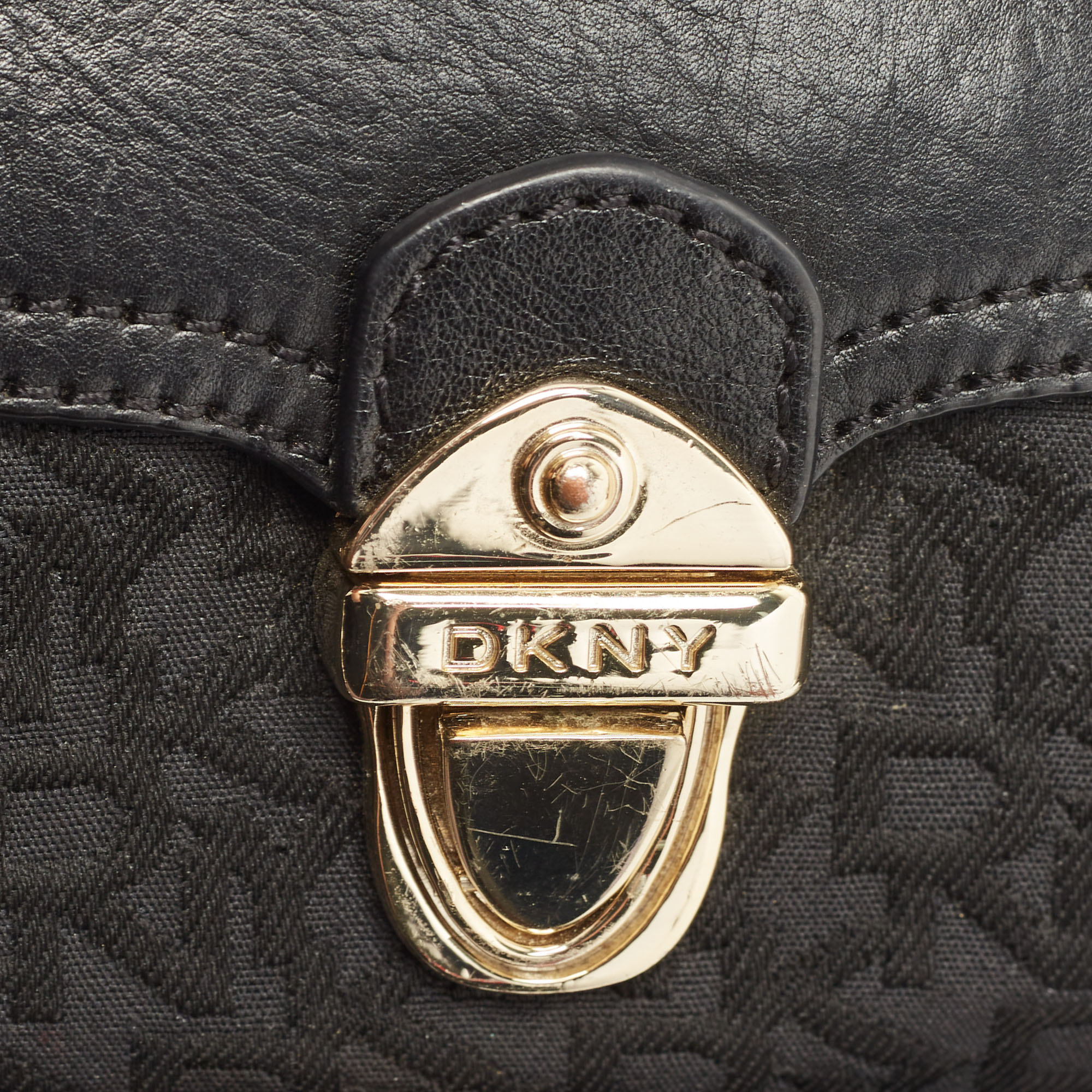 DKNY Black Signature Canvas And Leather Shoulder Bag