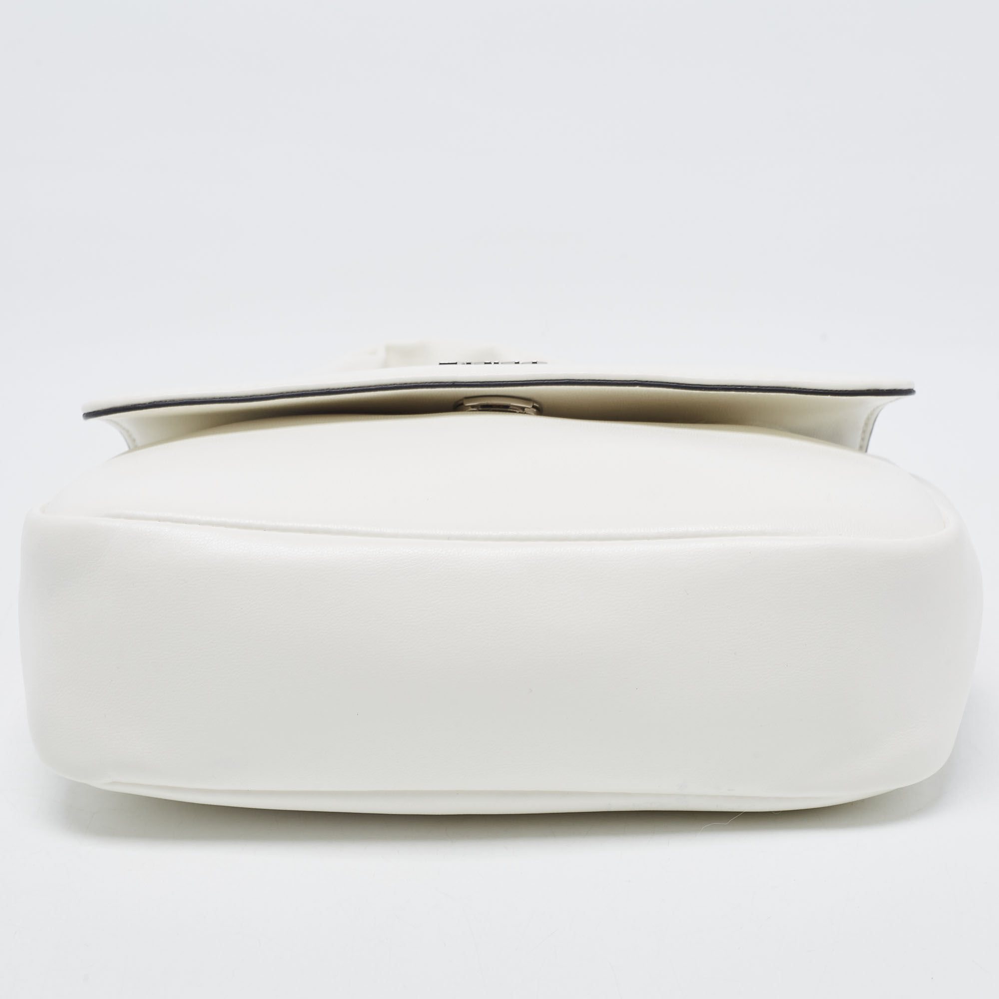 DKNY White Leather Flap Top Handle Bag