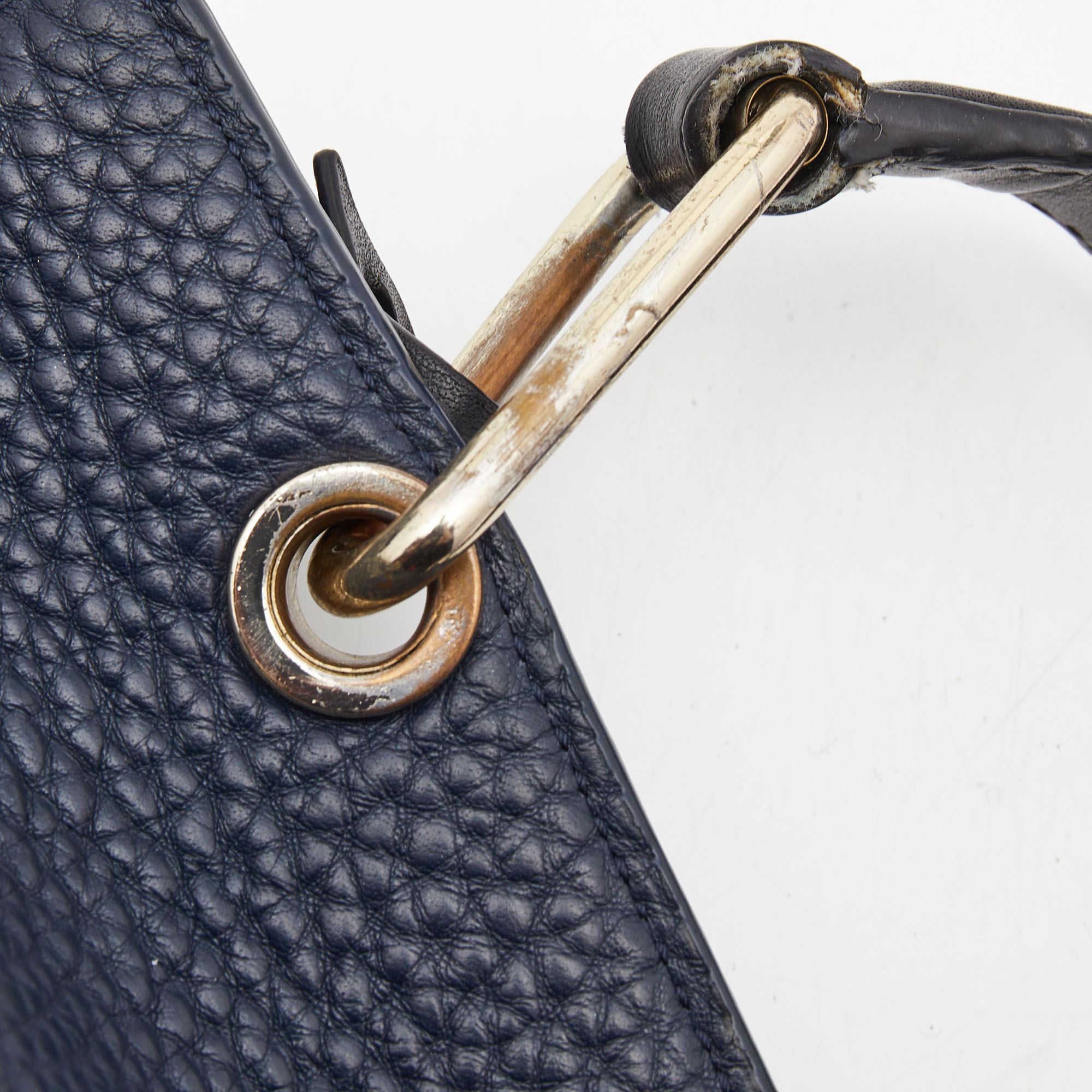 Dkny Navy Blue Leather Greenwich Top Handle Bag