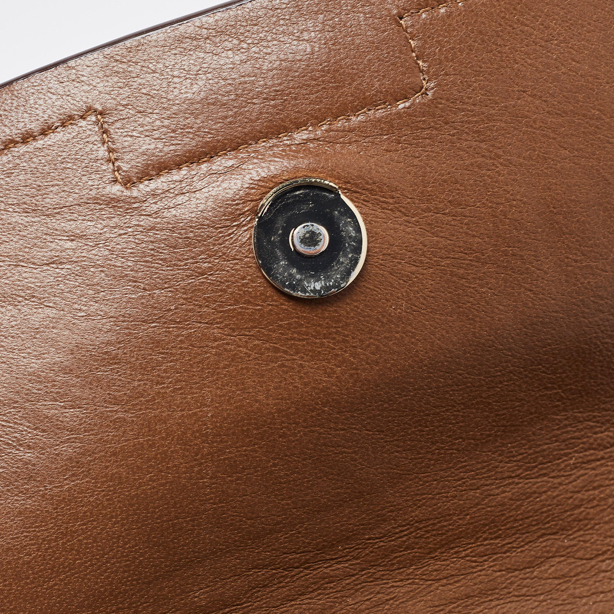 DKNY Brown Pinstripe Quilted Leather Gansevoort Flap Shoulder Bag