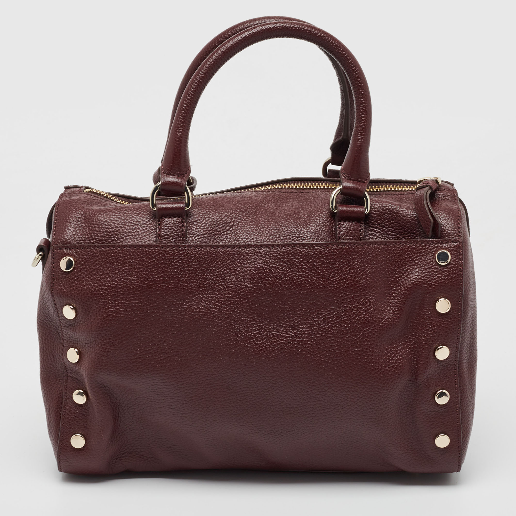 DKNY Burgundy Leather Studded Boston Bag
