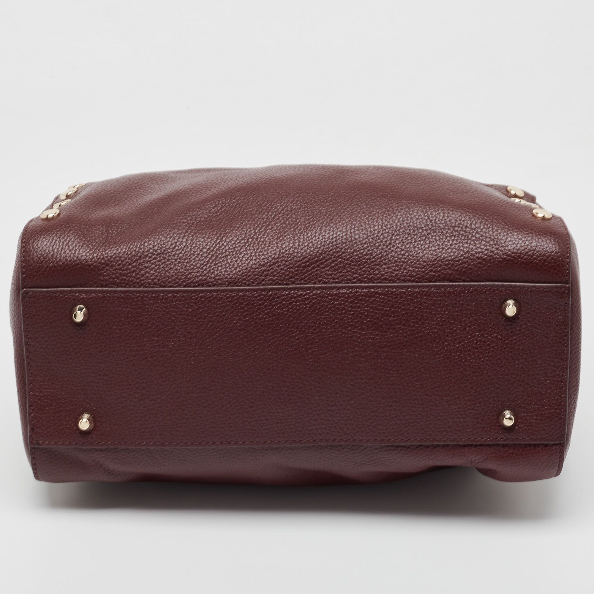 DKNY Burgundy Leather Studded Boston Bag
