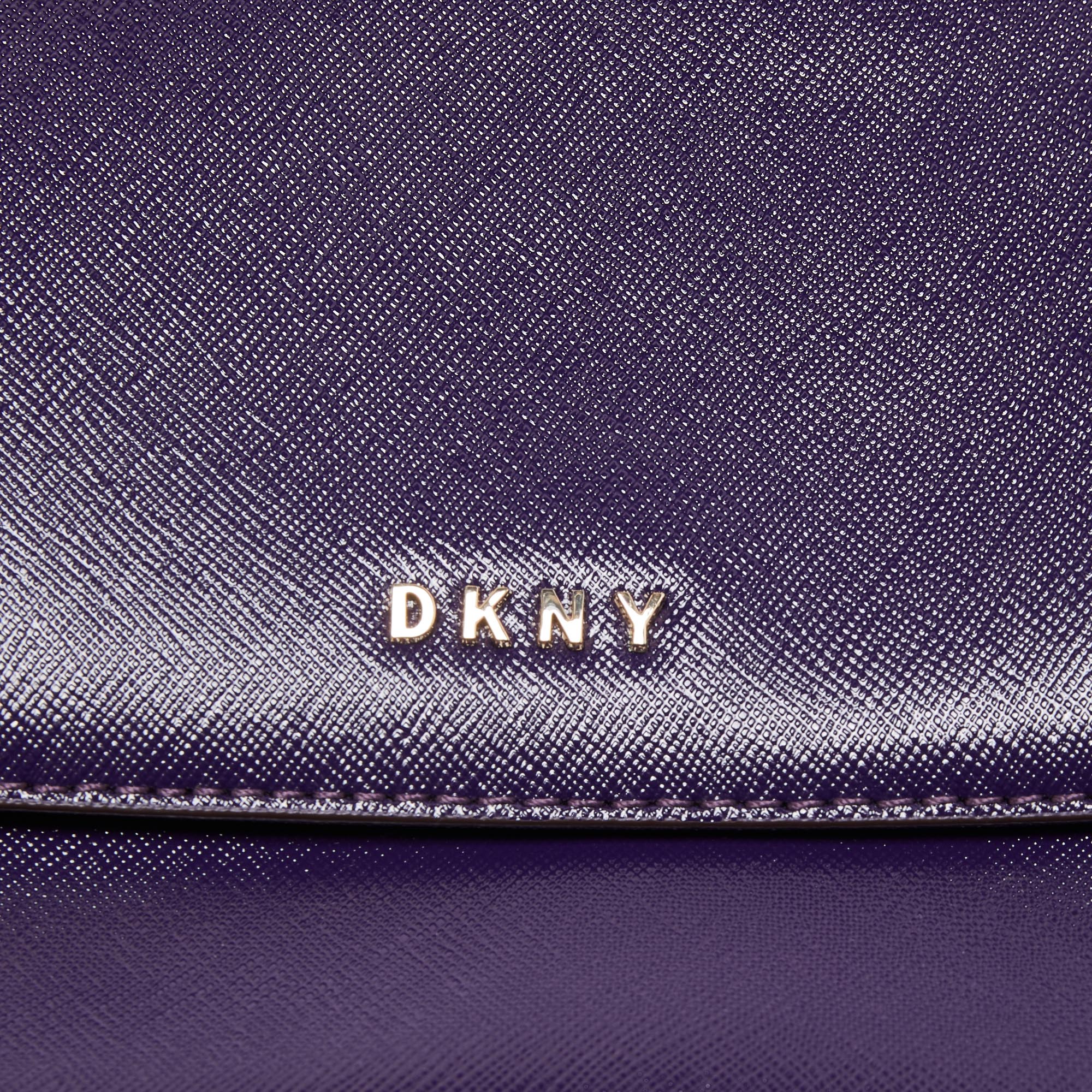 DKNY Purple Patent Leather Logo Flap Crossbody Bag