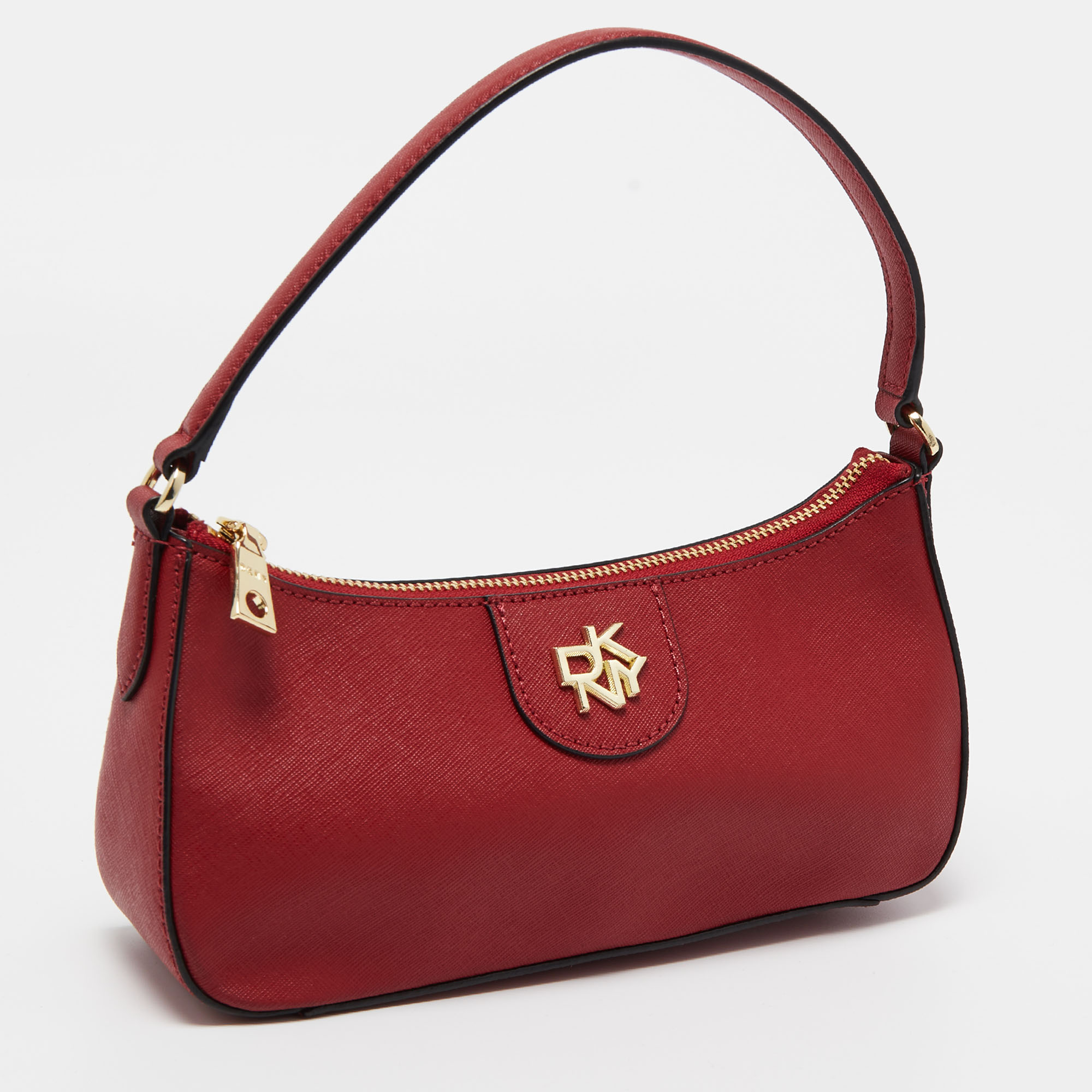 DKNY Red Leather Carol Baguette Bag