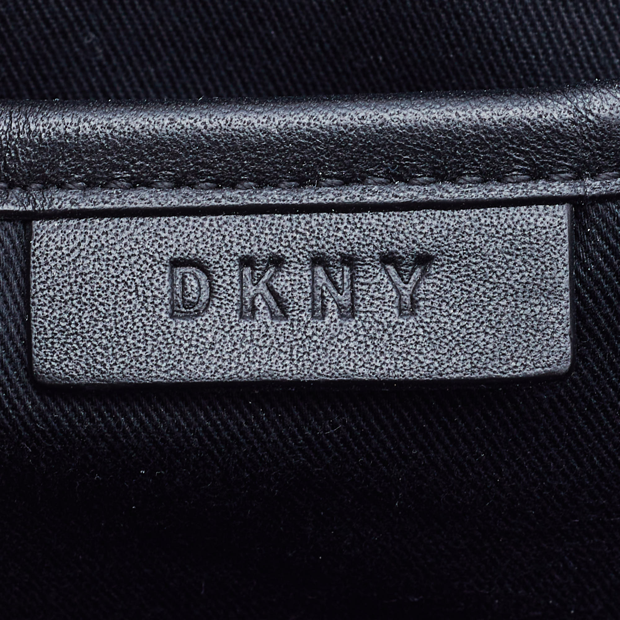 DKNY Beige Leather Zip Boston Bag