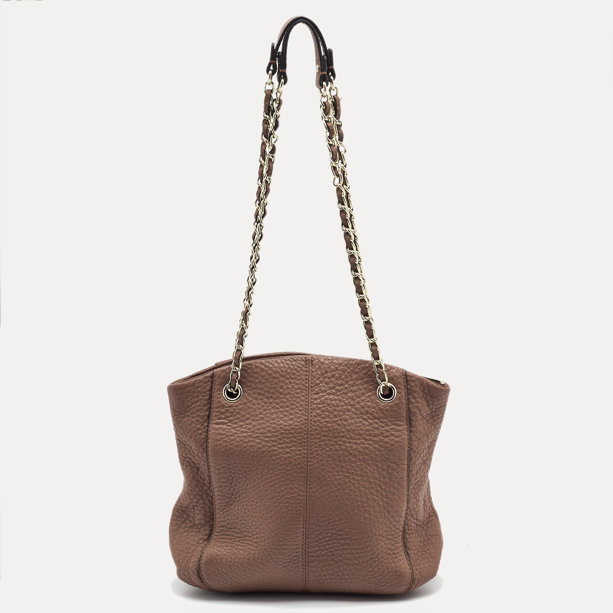 DKNY Brown Pebbled Leather Chain Tote