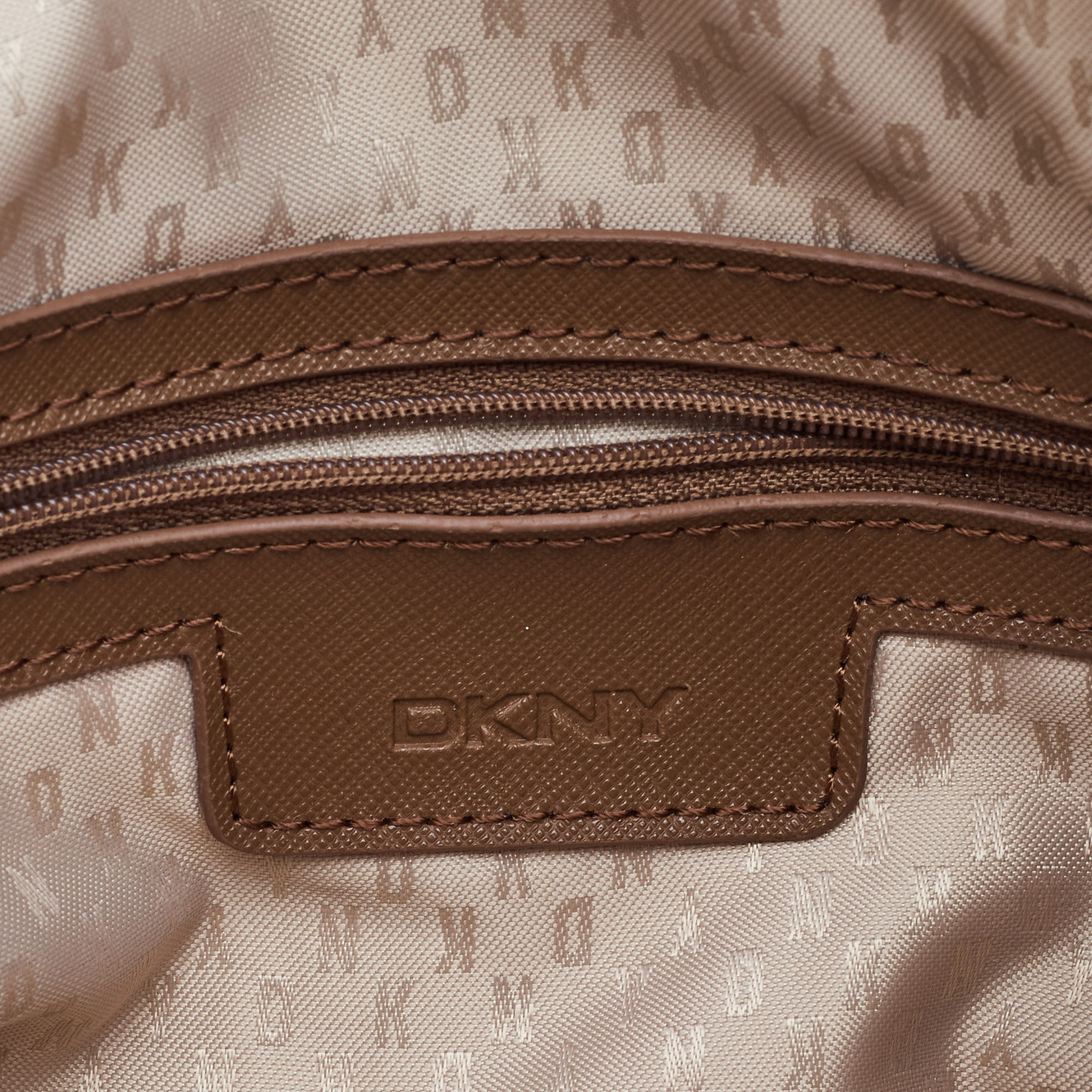 DKNY Brown Pebbled Leather Chain Tote