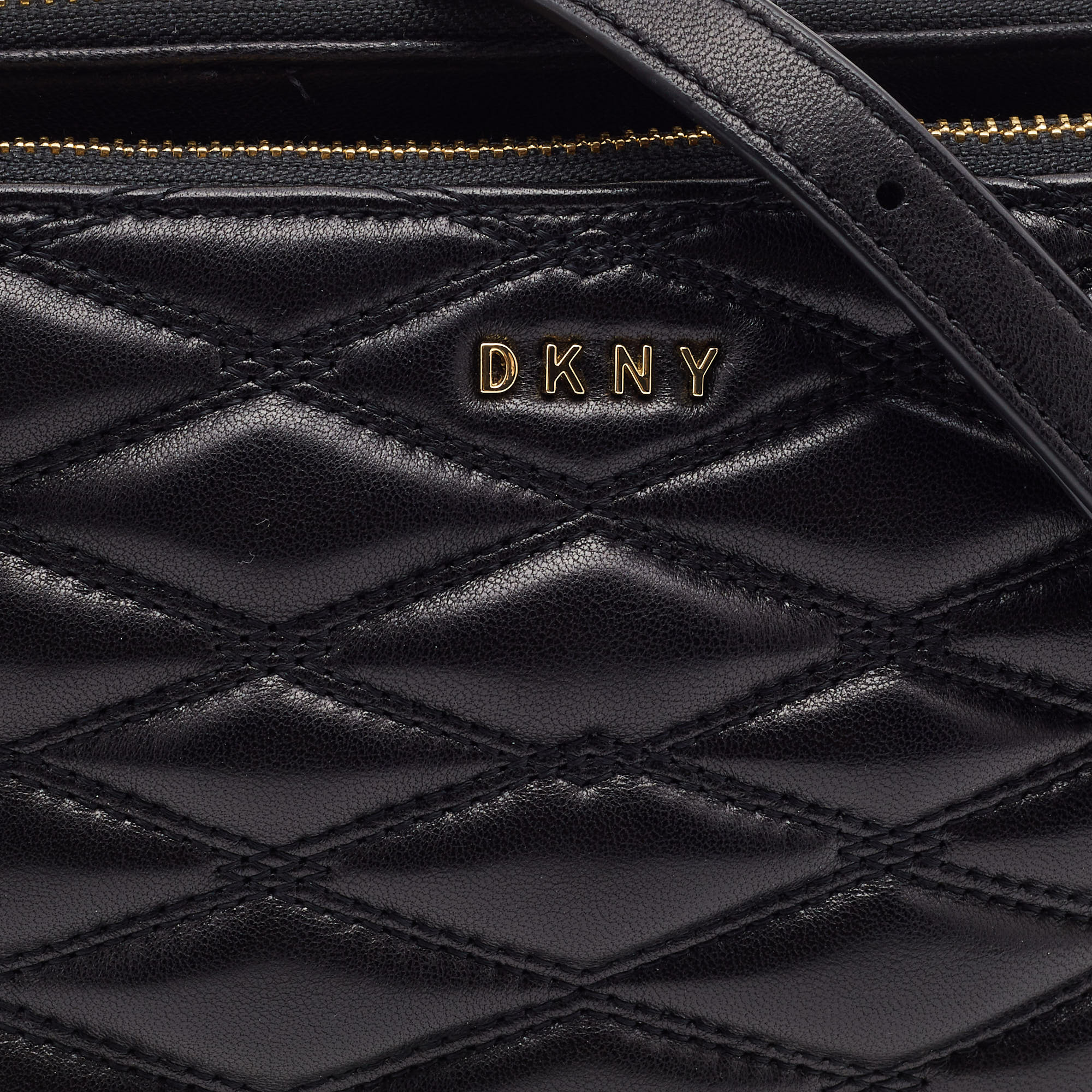 DKNY Black Quilted Leather Crossbody Bag