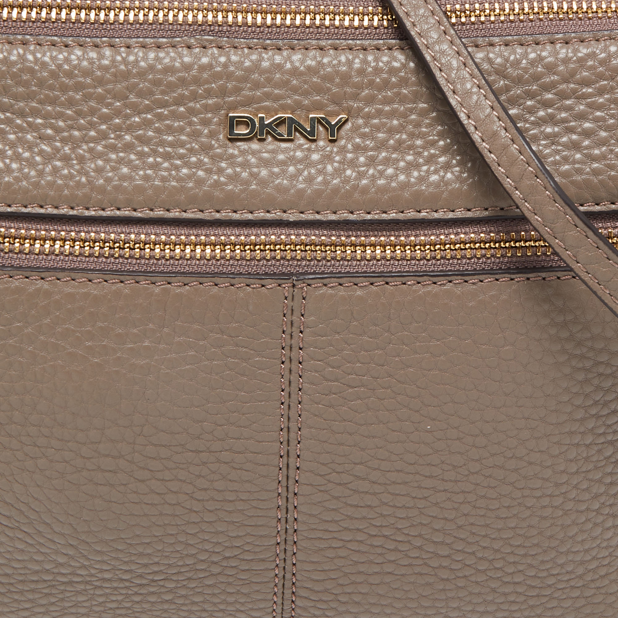 DKNY Grey Leather Front Zip Top Handle Bag